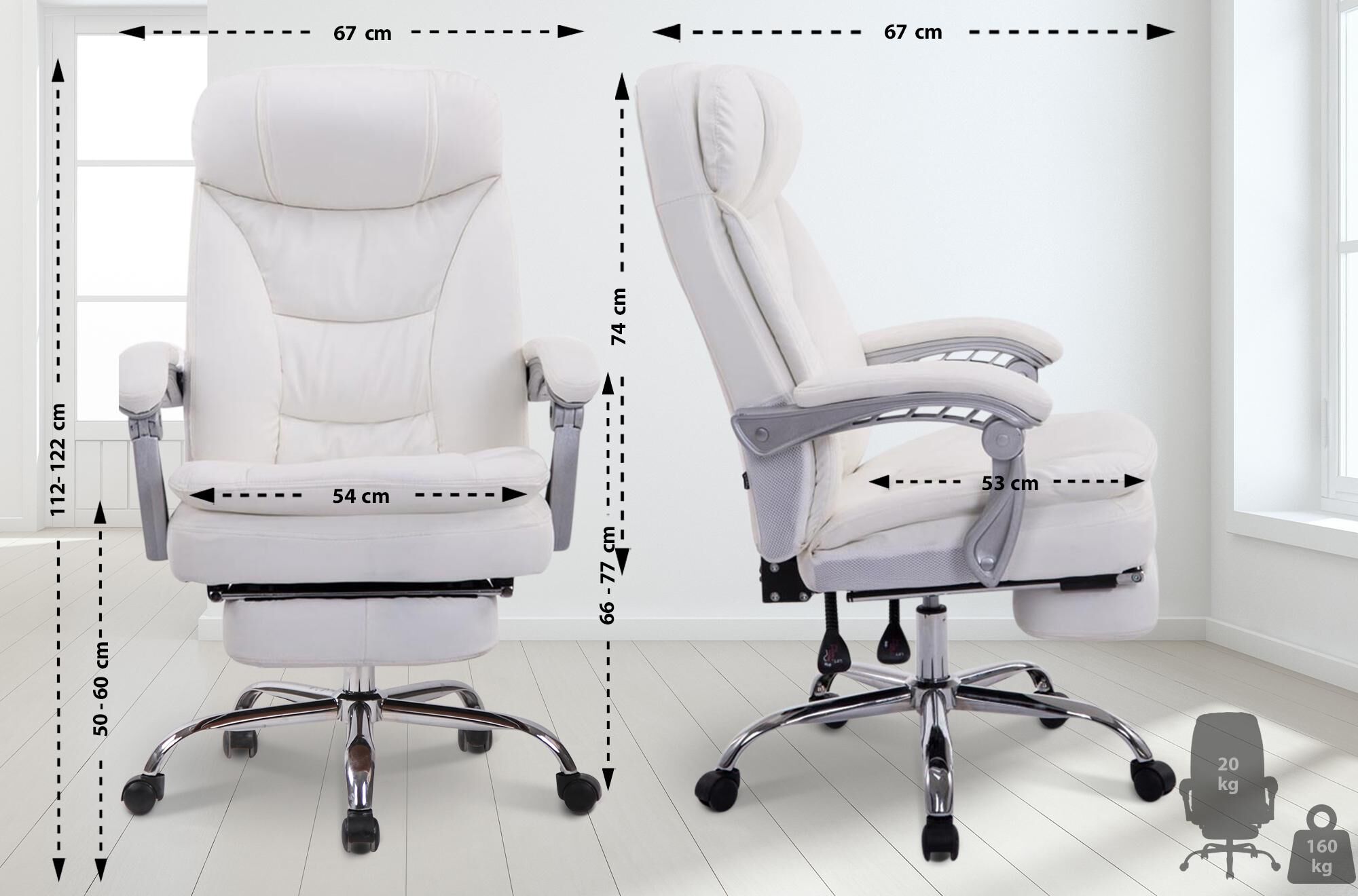 XL Bürostuhl Troy, weiß