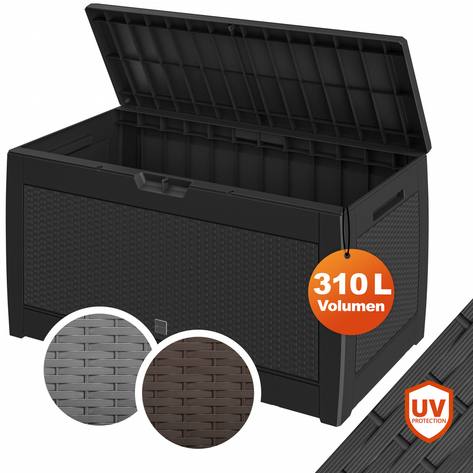 Gartenbox Rato 310L Anthrazit Rattan Optik wasserdicht