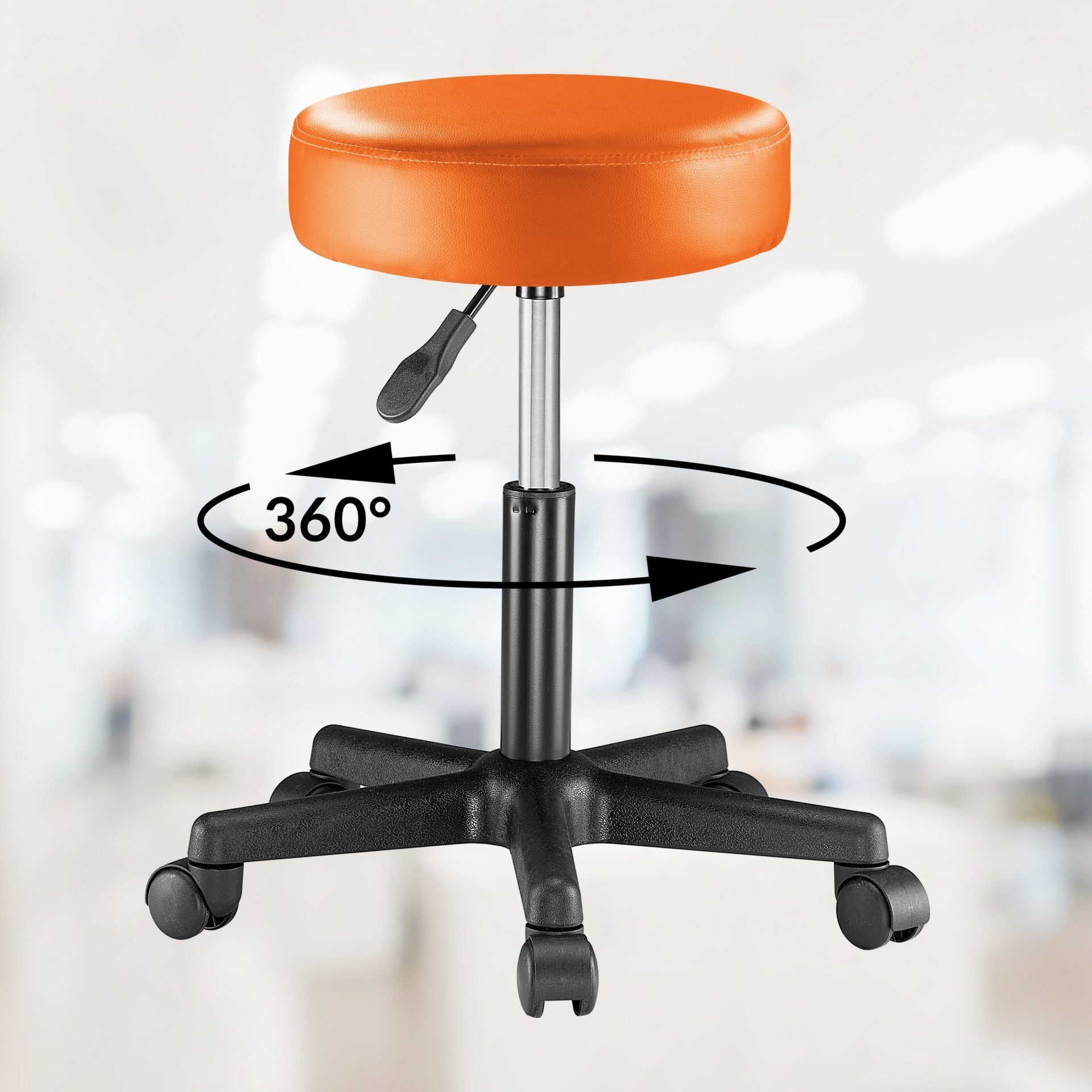 Rollhocker Kunstleder Orange 360° drehbar