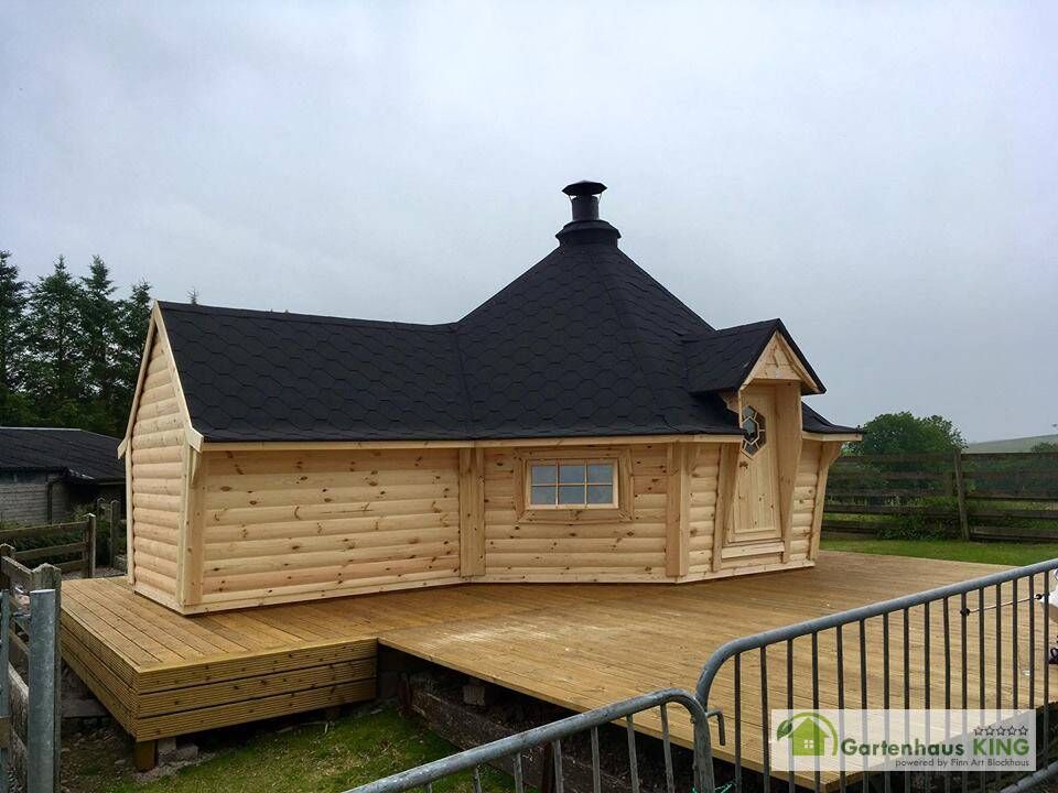 Finn Art Grillkota Exklusiv 9,2 m² mit 2 m Anbau Seitenansicht
