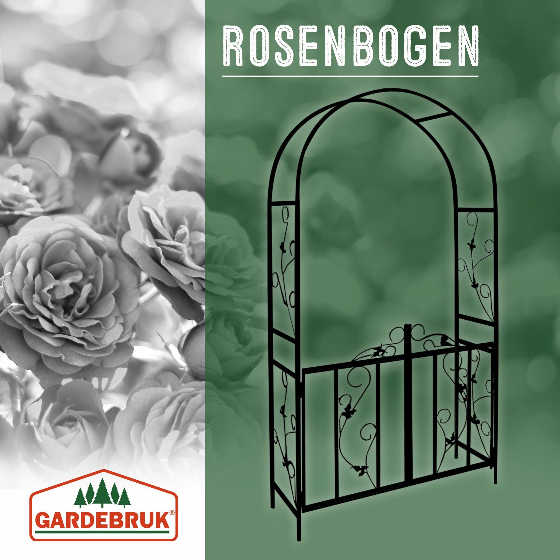 Rosenbogen Schwarz Metall 225x115x37cm