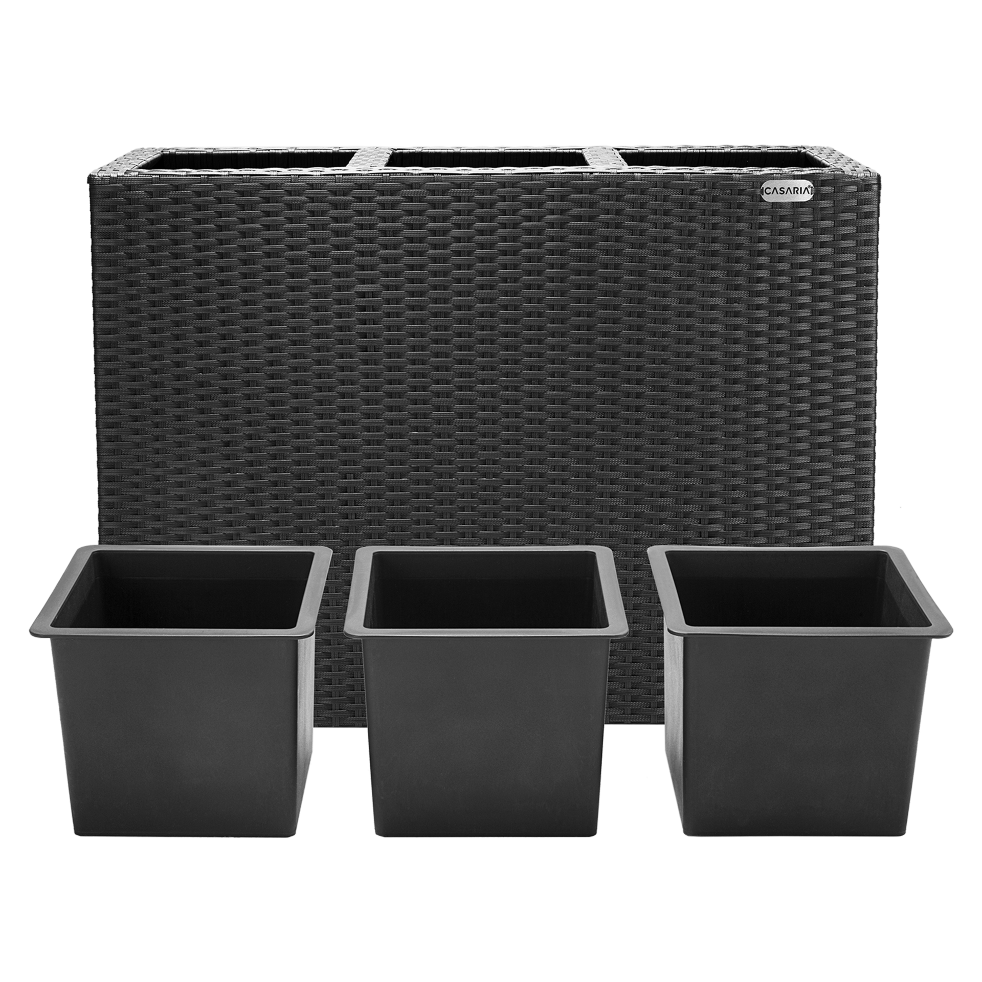Polyrattan Blumentopf Schwarz 83x30,5x60cm