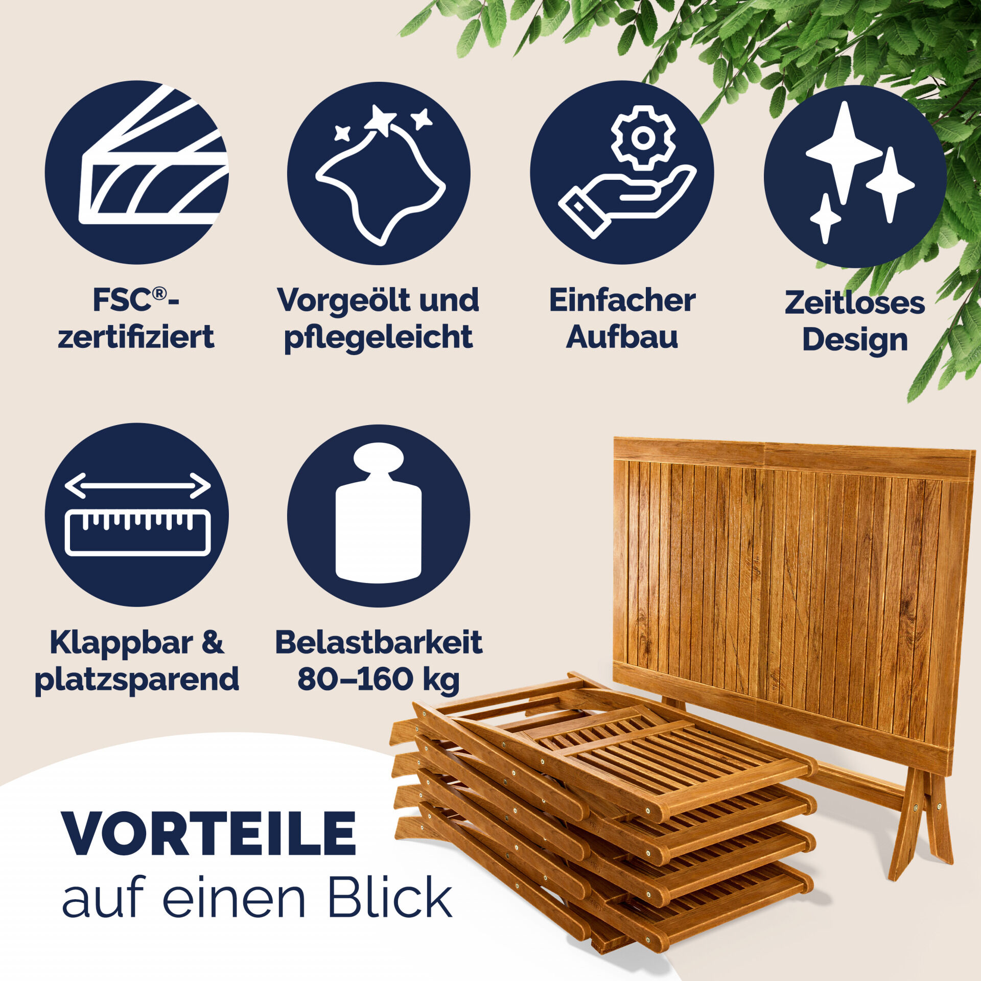 Garten-Sitzgruppe Sydney 5-tlg Akazienholz FSC®-zertifiziert
