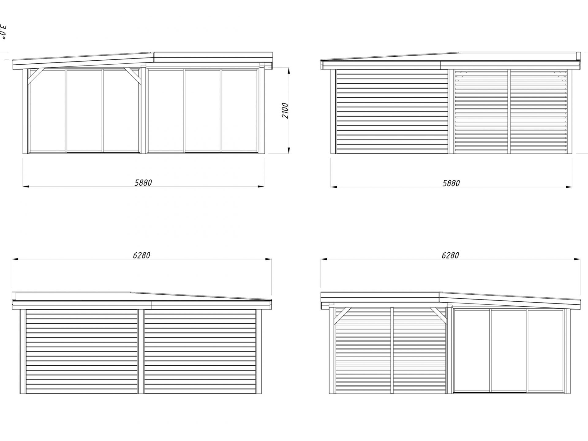 Palmako modernes Gartenhaus Lenna 24,9 m2 Set 414 Slide