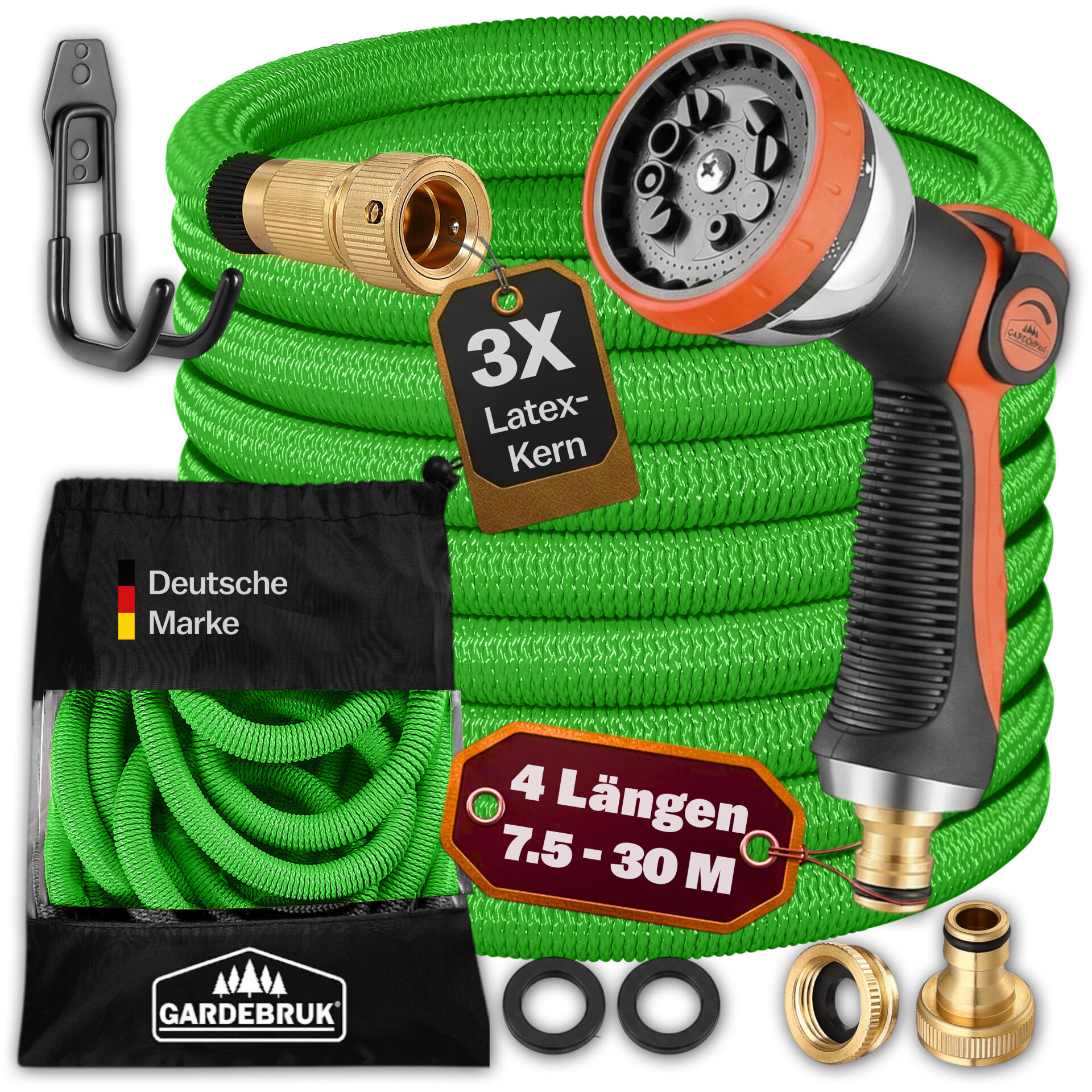 Gartenschlauch Grün 7,5m flexibel