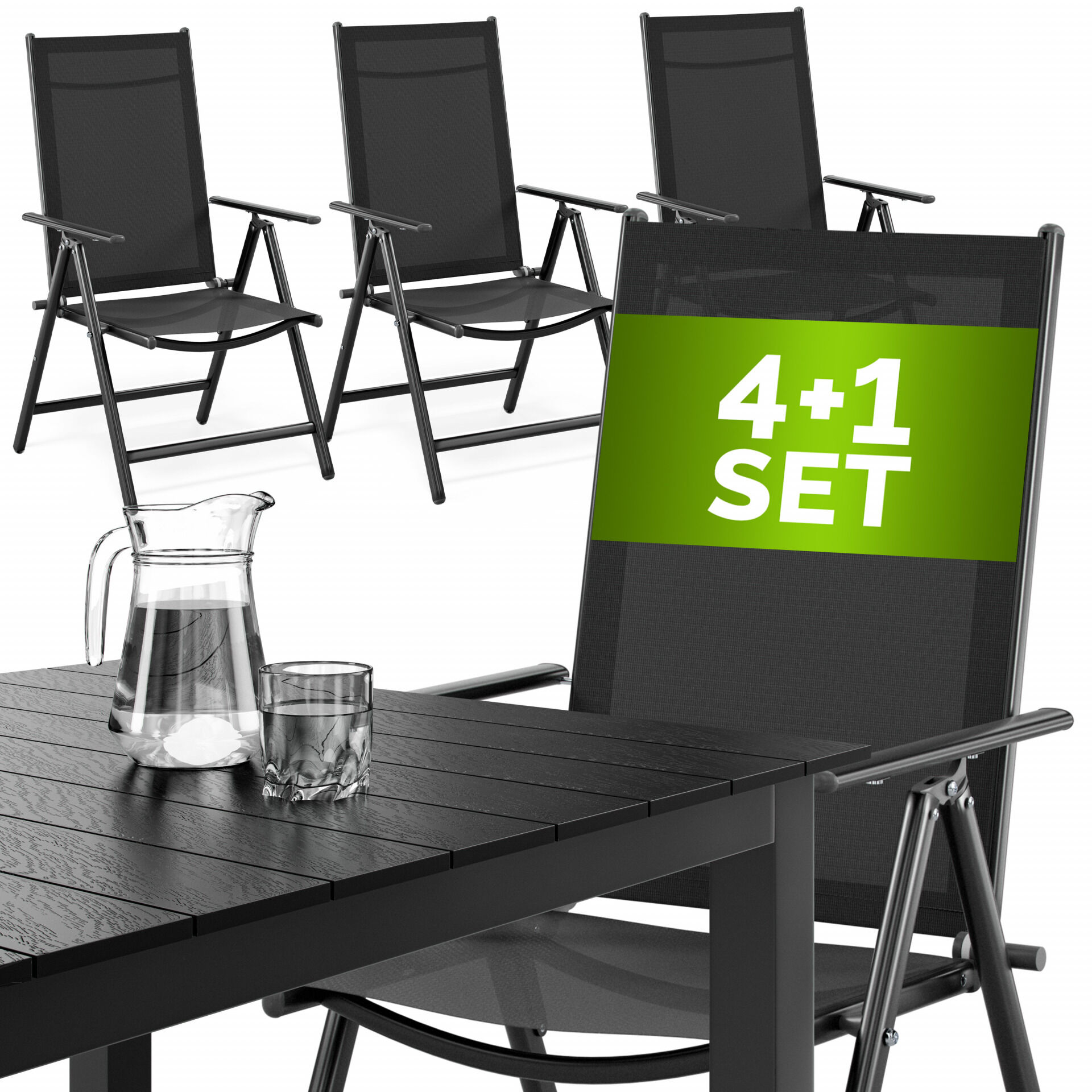 Garten-Sitzgruppe Bern 5-tlg Anthrazit Alu WPC Tischplatte