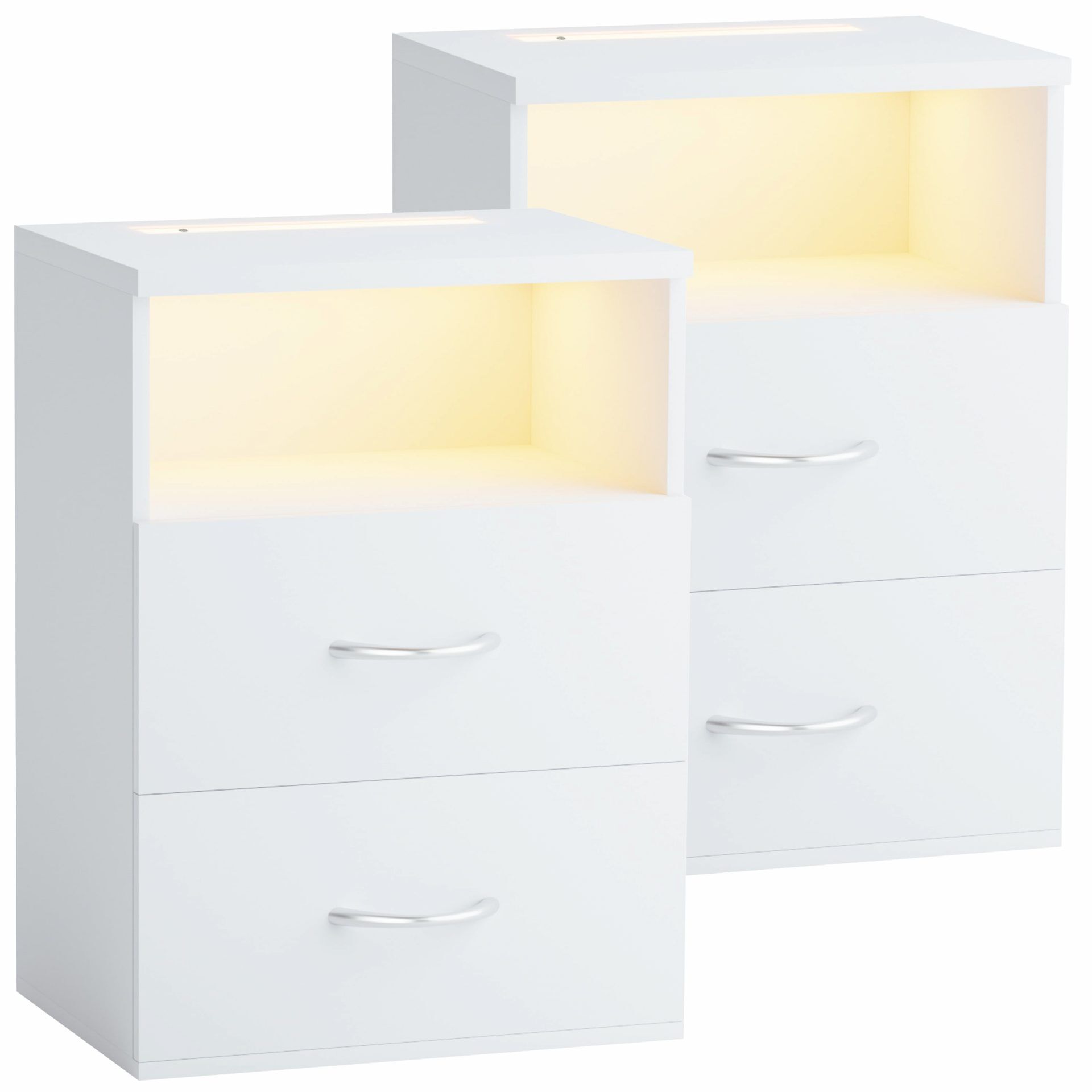 Nachttisch Jamie 2er-Set Weiß 55x40x28cm