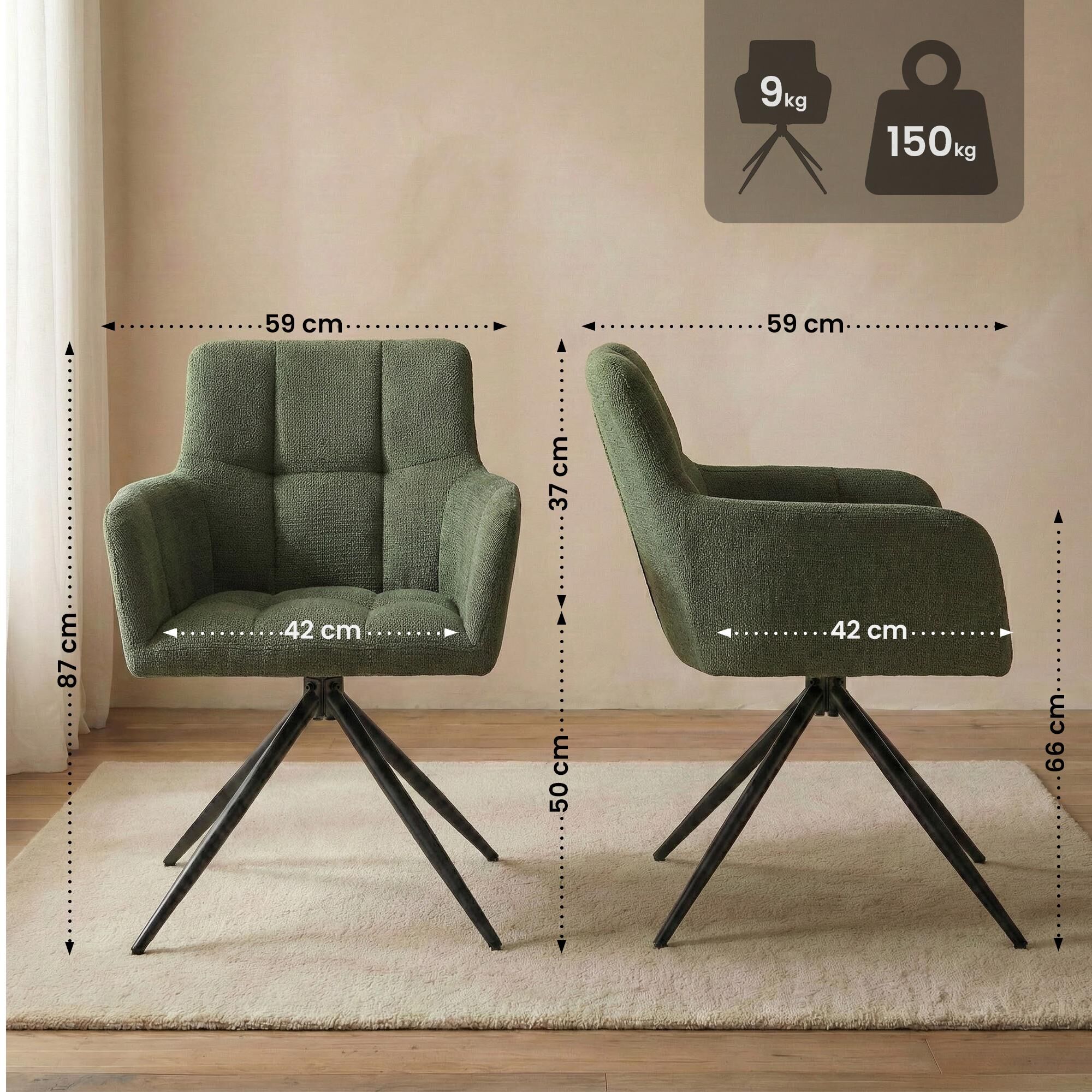 Esszimmerstuhl Jonah Stoff, grün