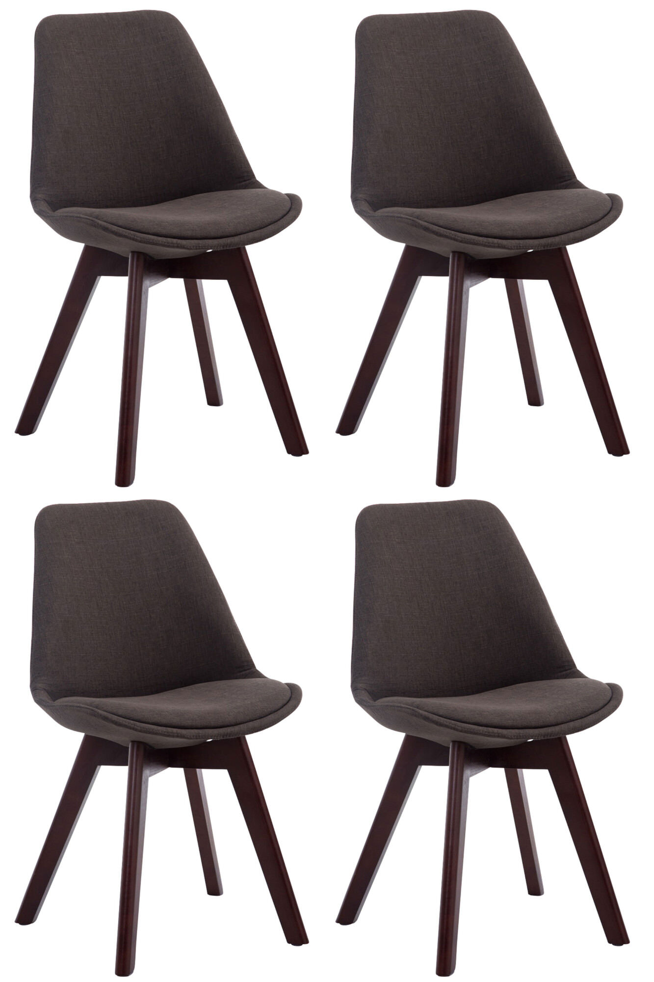 4er Set Besucherstühle Borneo V2 Walnuss Stoff, dunkelgrau