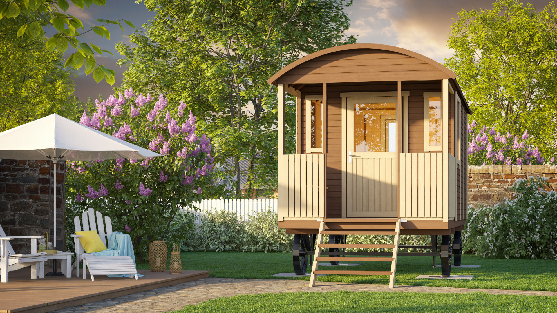 Pipowagen Tinyhaus 5m mit Veranda