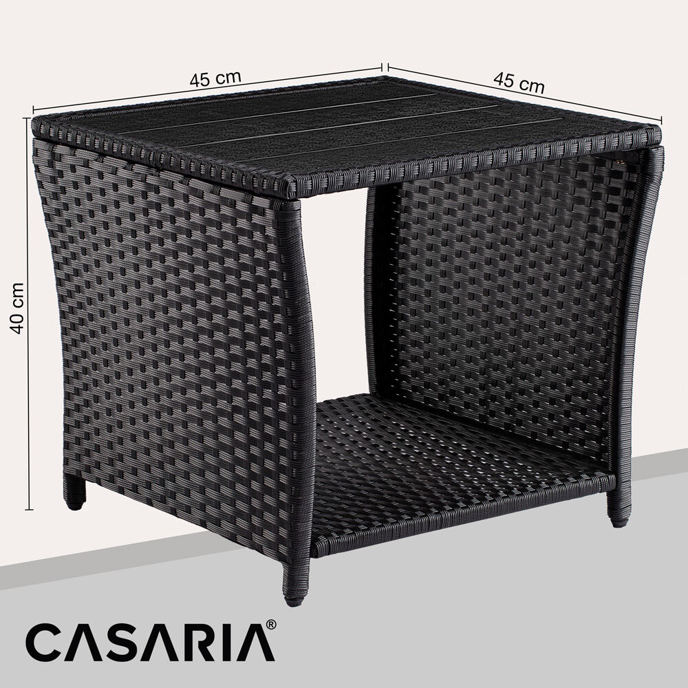 Polyrattan Beistelltisch Vedis Schwarz 45x45x40cm