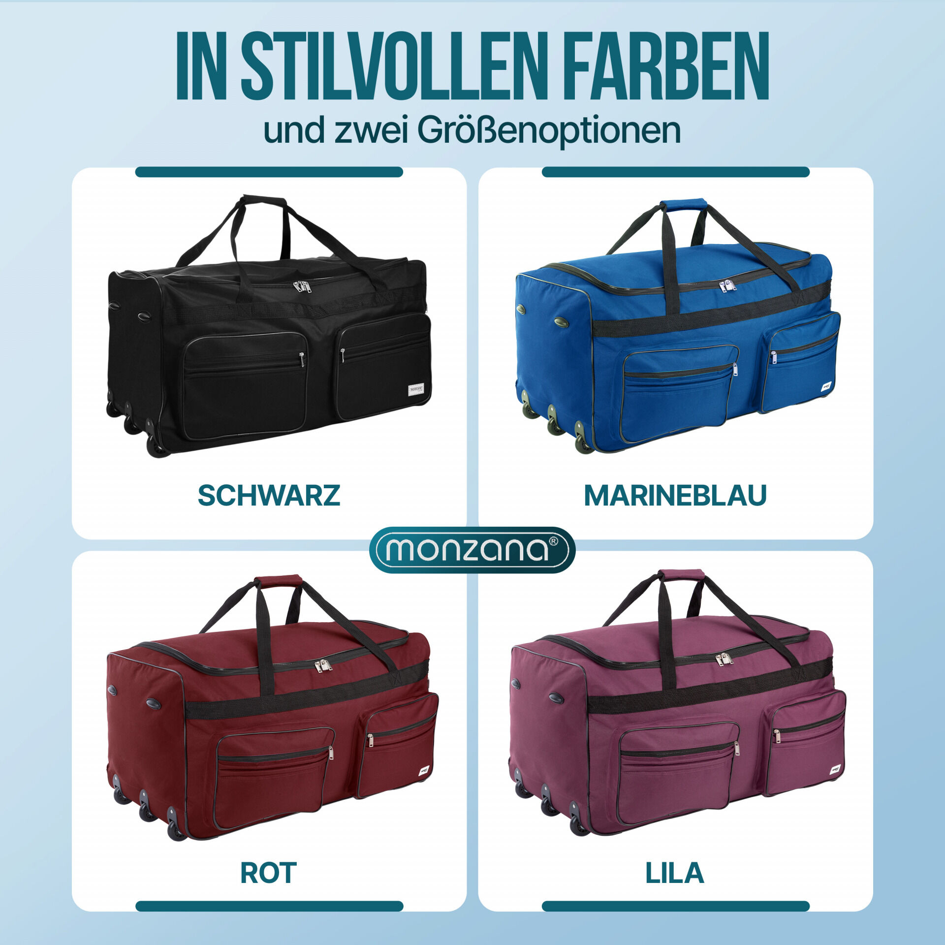 XXL Reisetasche mit Trolleyfunktion 160L schwarz