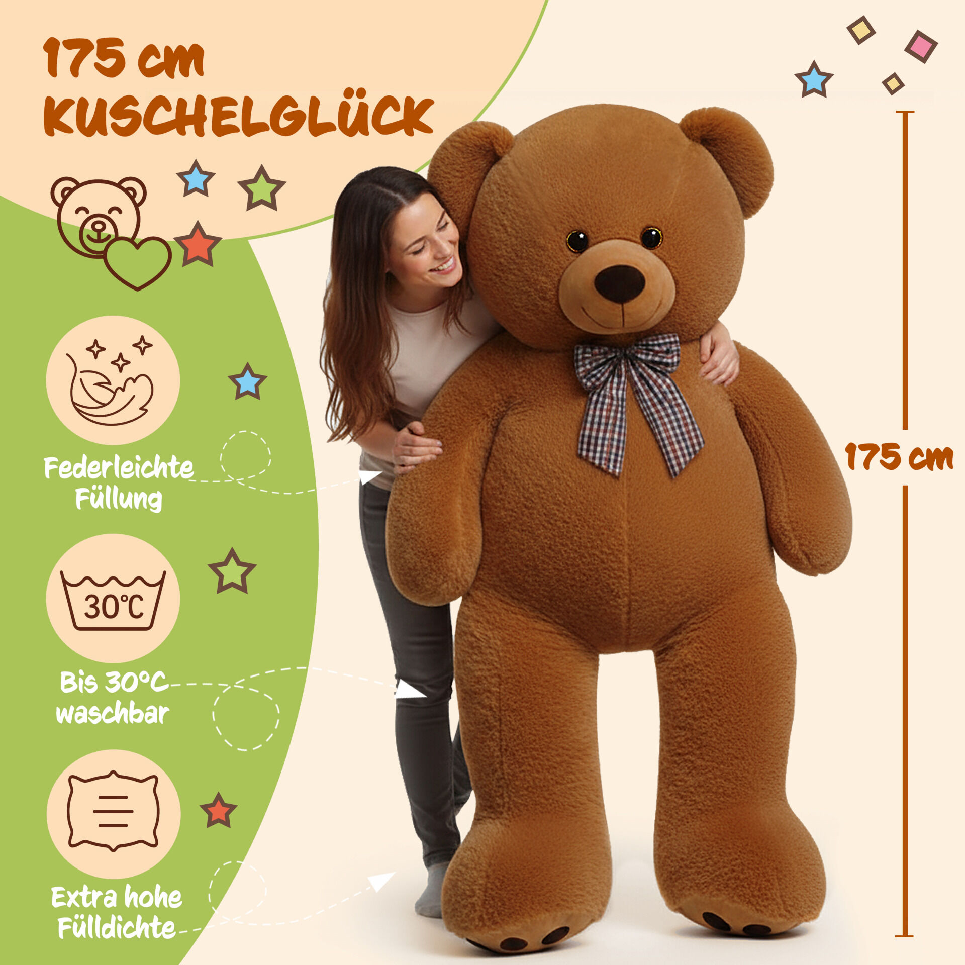 Plüschtier Teddybär XXXL Braun 175cm