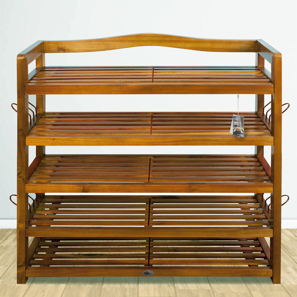 Schuhregal Akazienholz 95x26x82cm