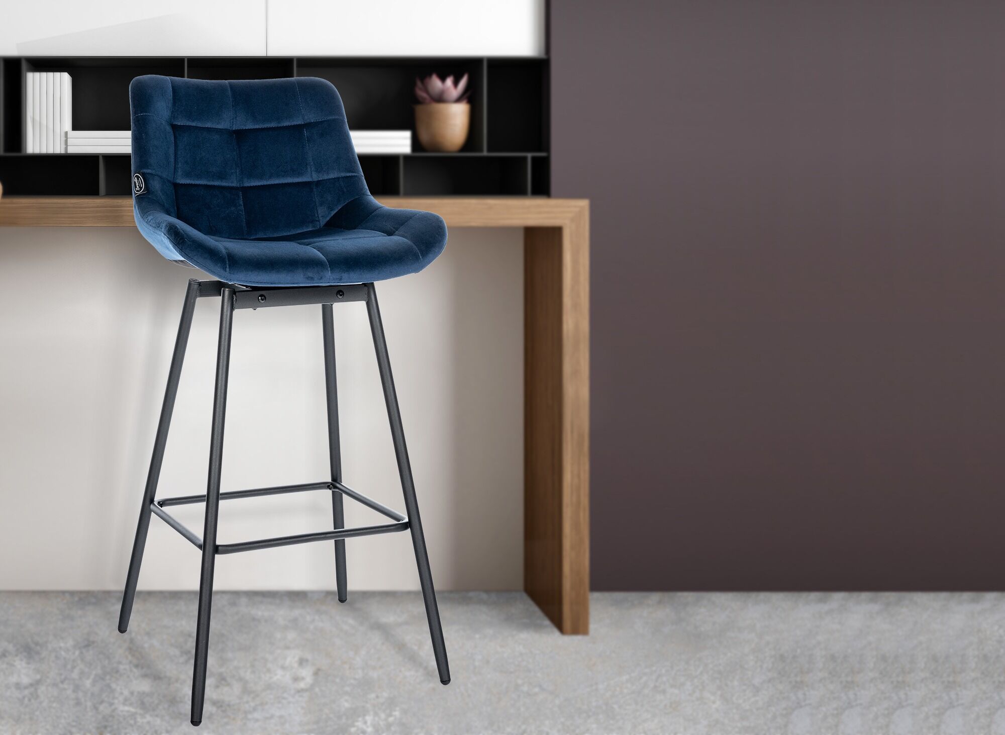 Barhocker Weston Schwenkbar Samt, blau