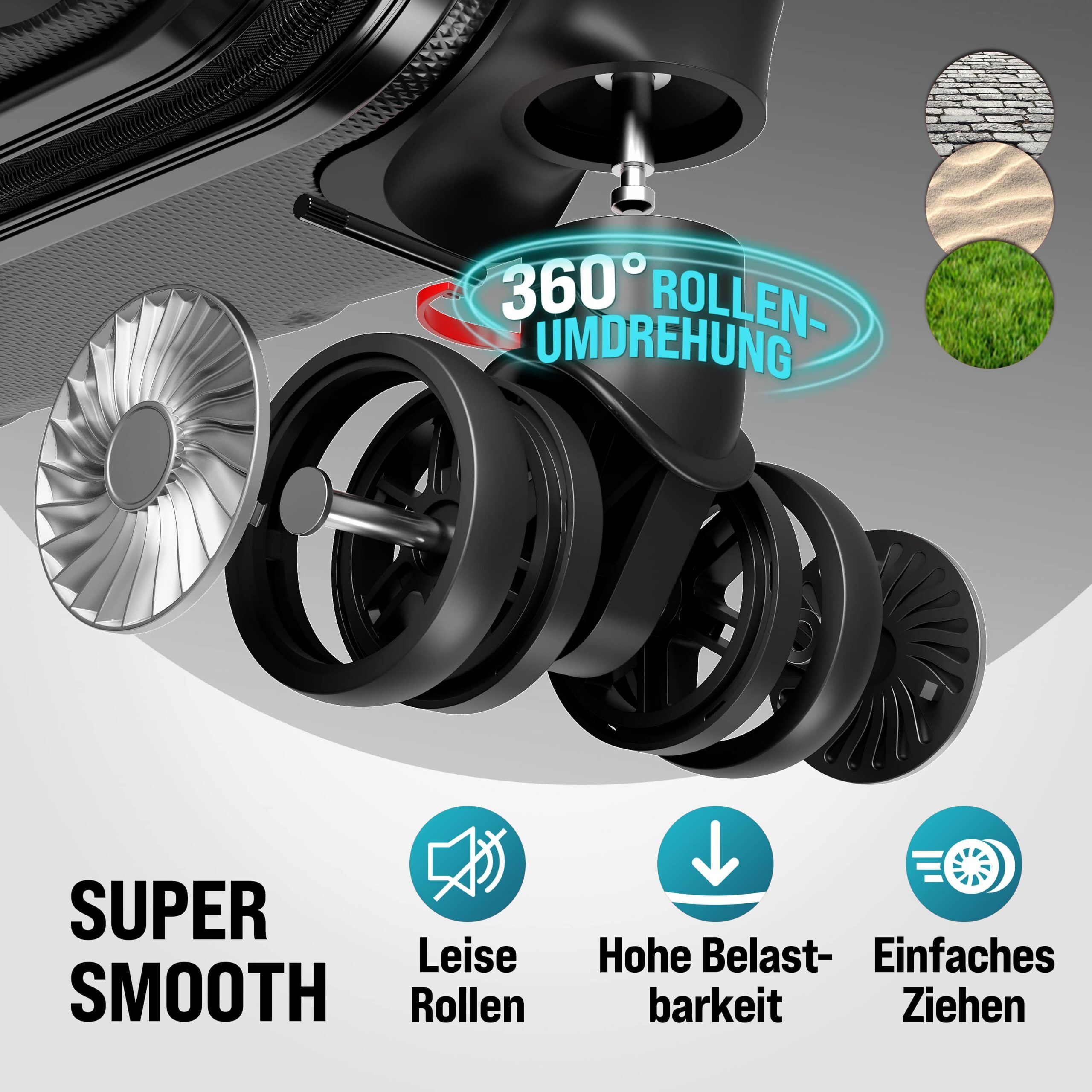Hartschalenkoffer-Set Exopack 3-tlg Schwarz ABS Zubehör