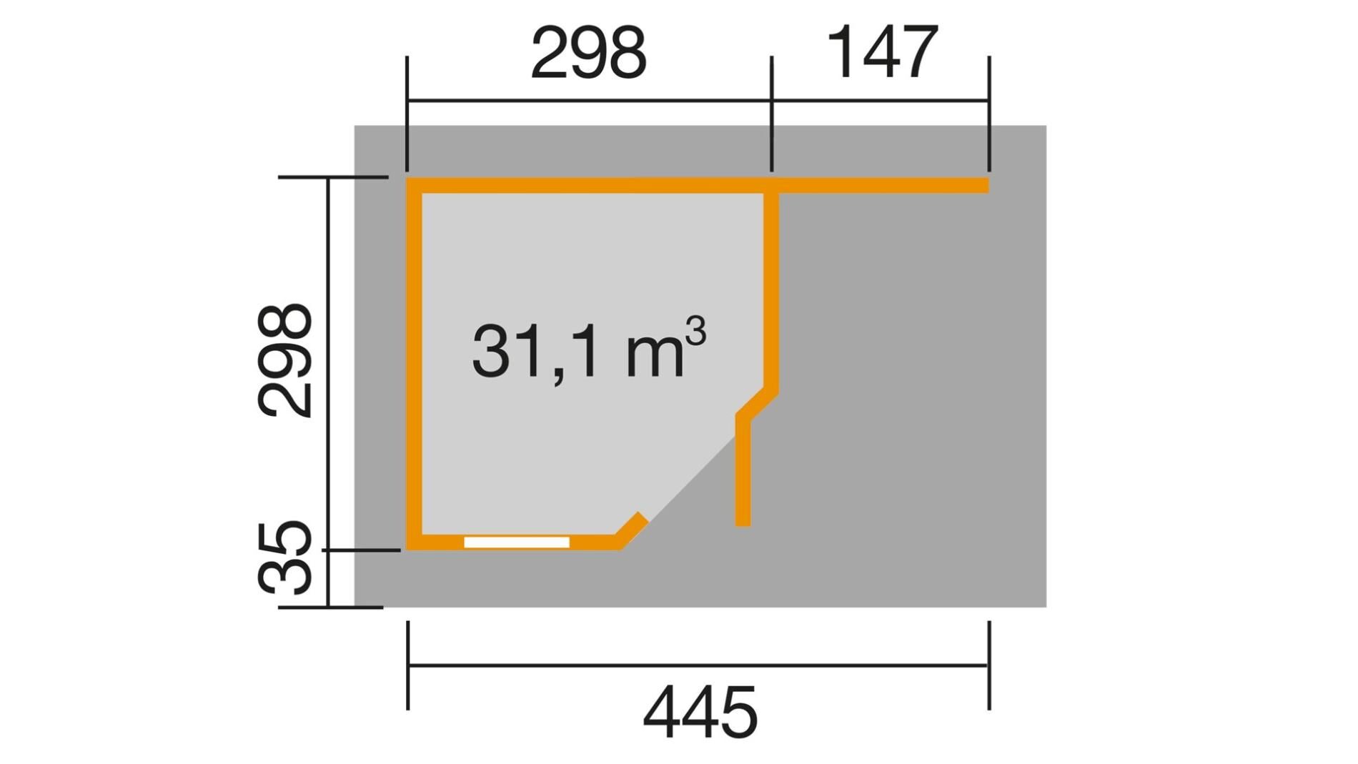weka Design-Gartenhaus 213 A 5,0x3,4m, Naturbelassen, Premium Dachbahn selbstklebend