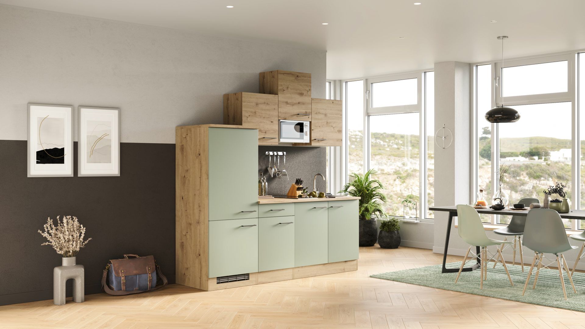 Singleküche CARA 210 cm mit E-Geräten