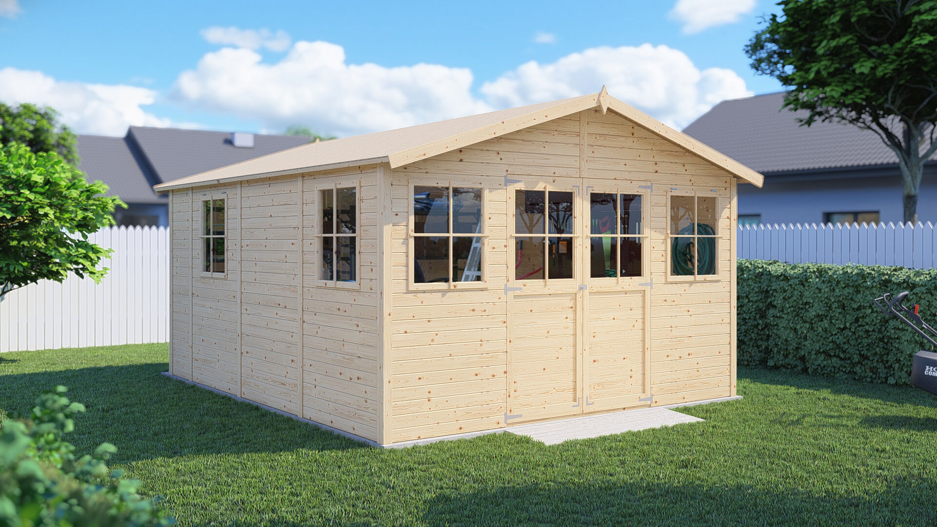 Gartenhaus Holz Workshop 2 naturbelassen 346 x 415 cm