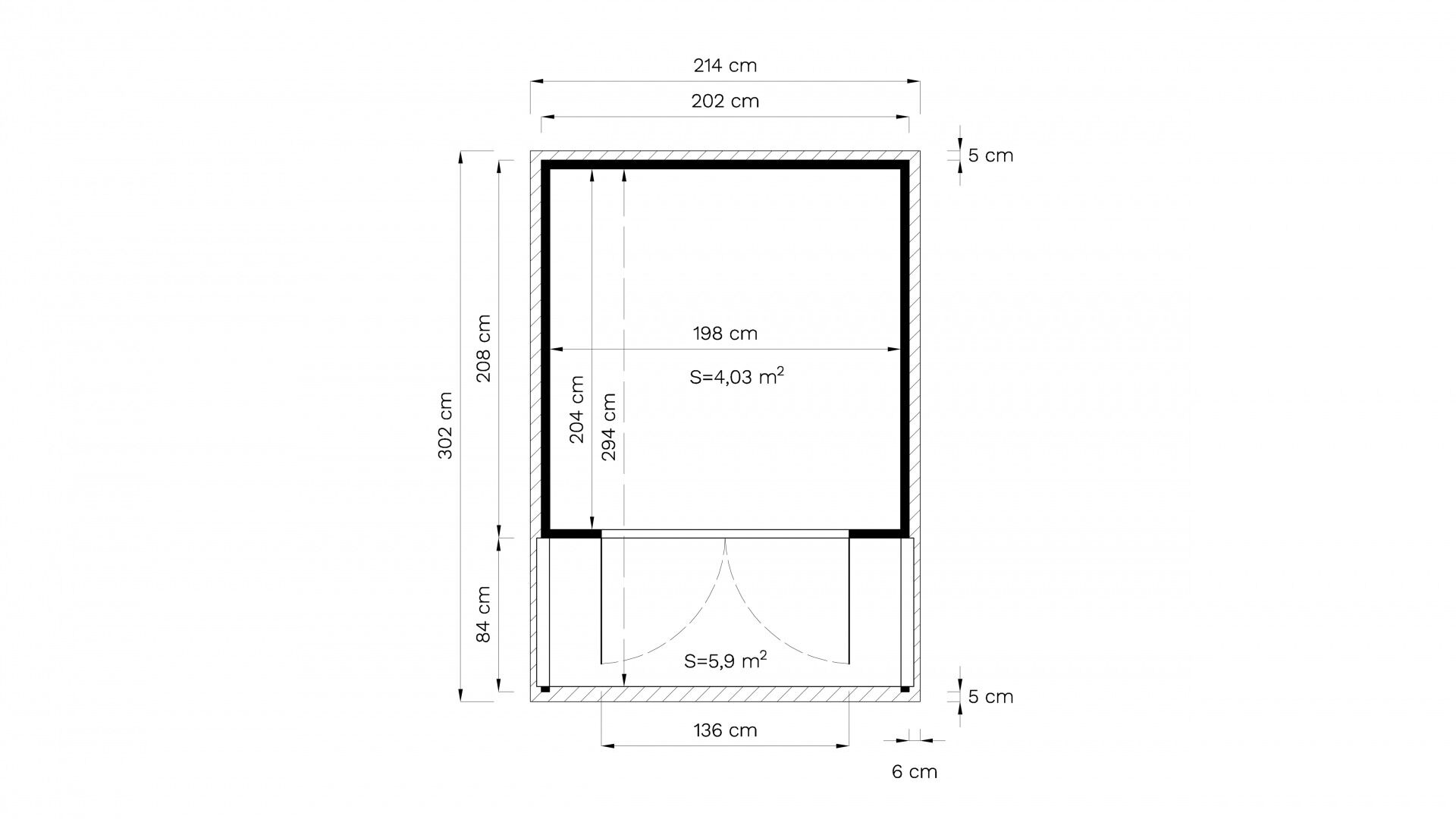 Gartenhaus ARLEY naturbelassen 202 x 294 cm