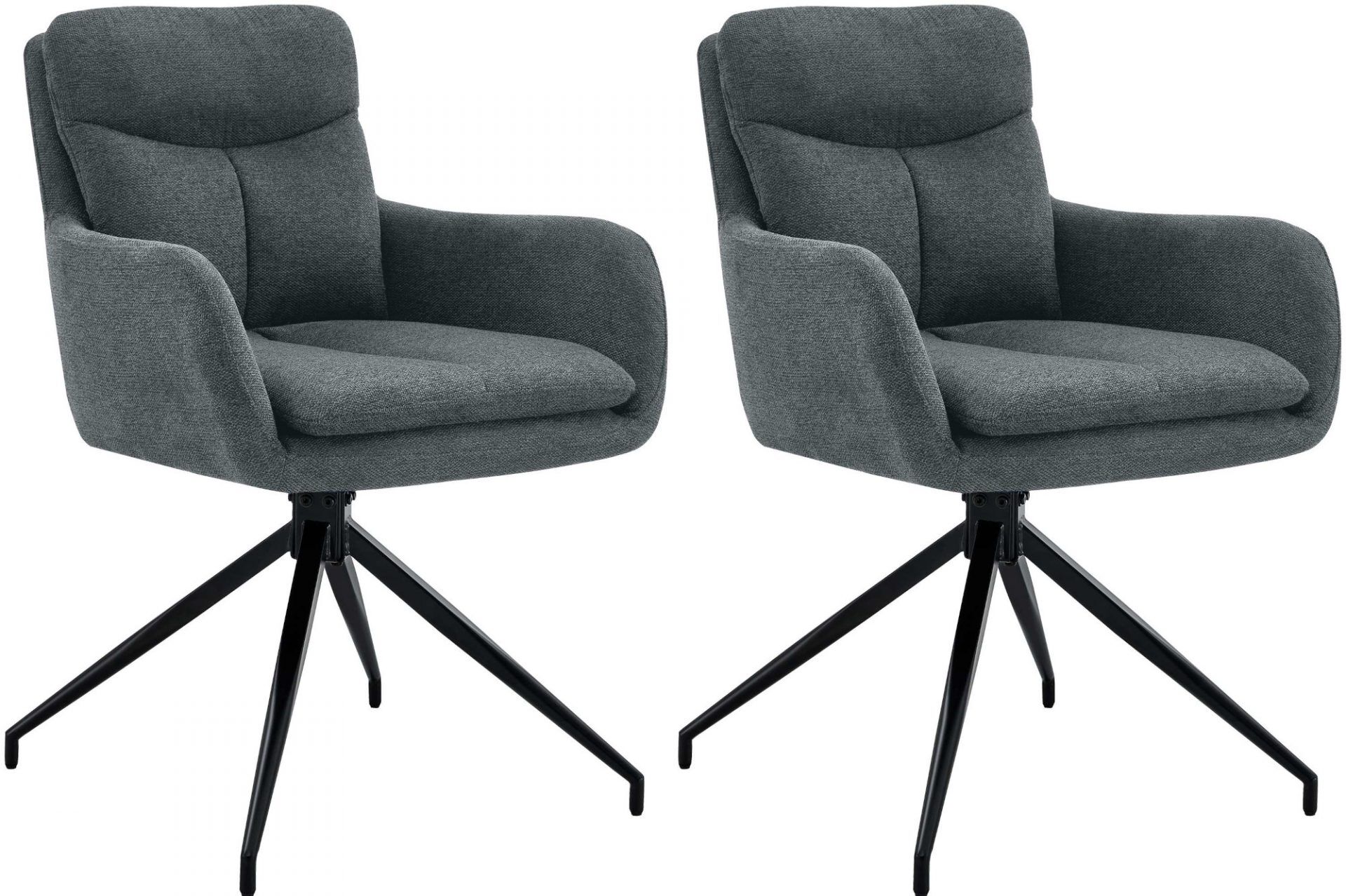 2er Set Esszimmerstuhl Somers Stoff, dunkelgrau