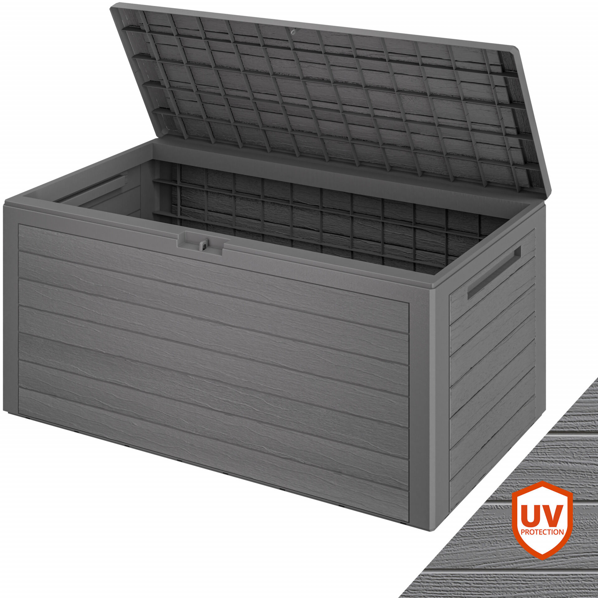 Gartenbox Woody 280L Grau Holzoptik wasserdicht