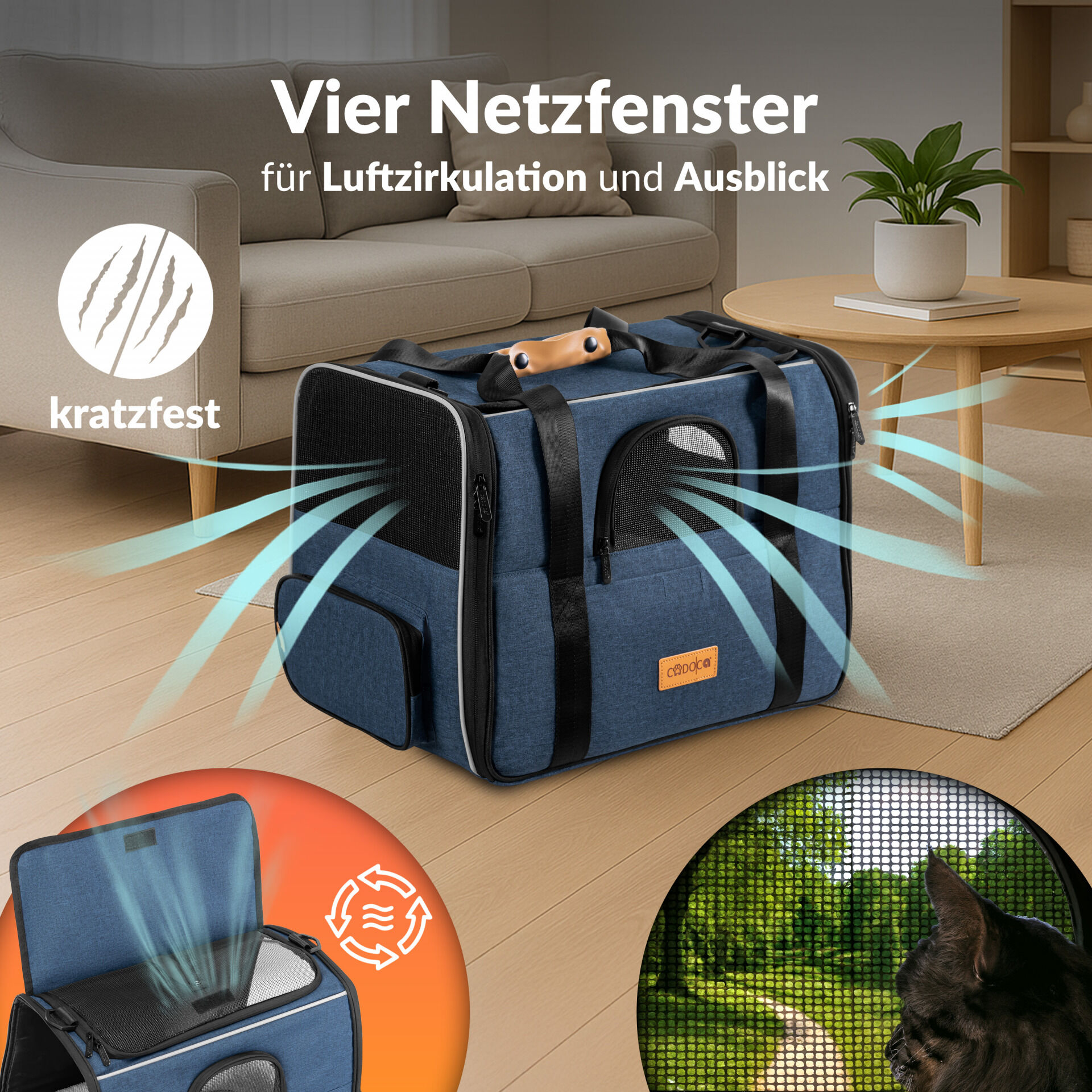 Katzentransportbox Blau 44x34x31cm bis 20kg