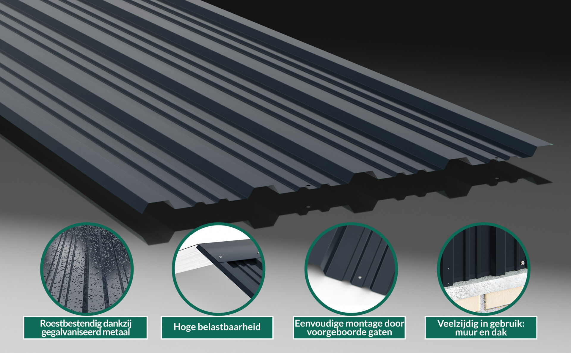 Trapezblech 12er-Set Grau 129x46cm gelocht