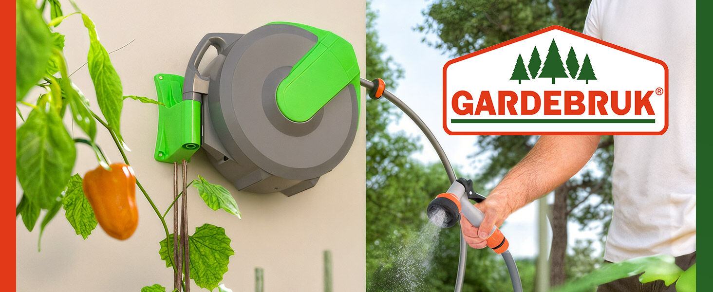 Wasserschlauchaufroller inkl Schlauchspritze 20m + 2m Zuleitung