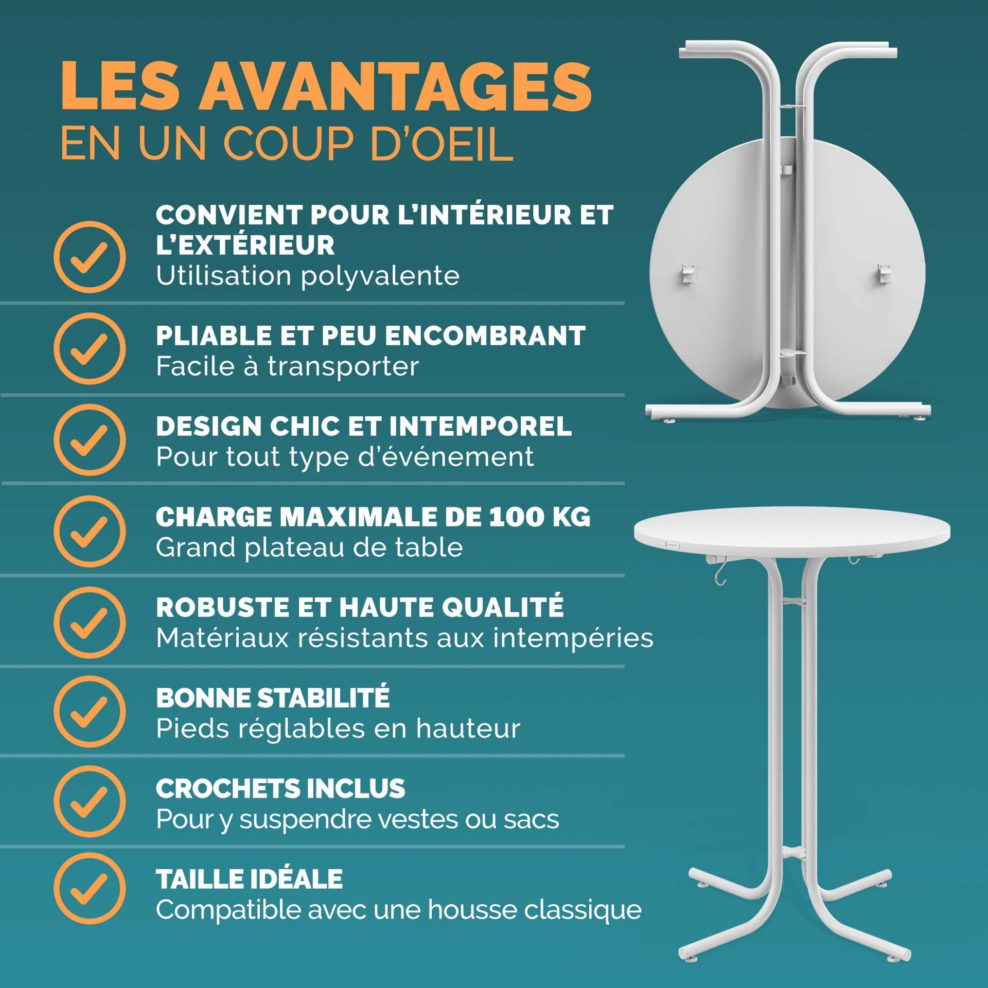 Stehtisch Weiß 110x70cm klappbar