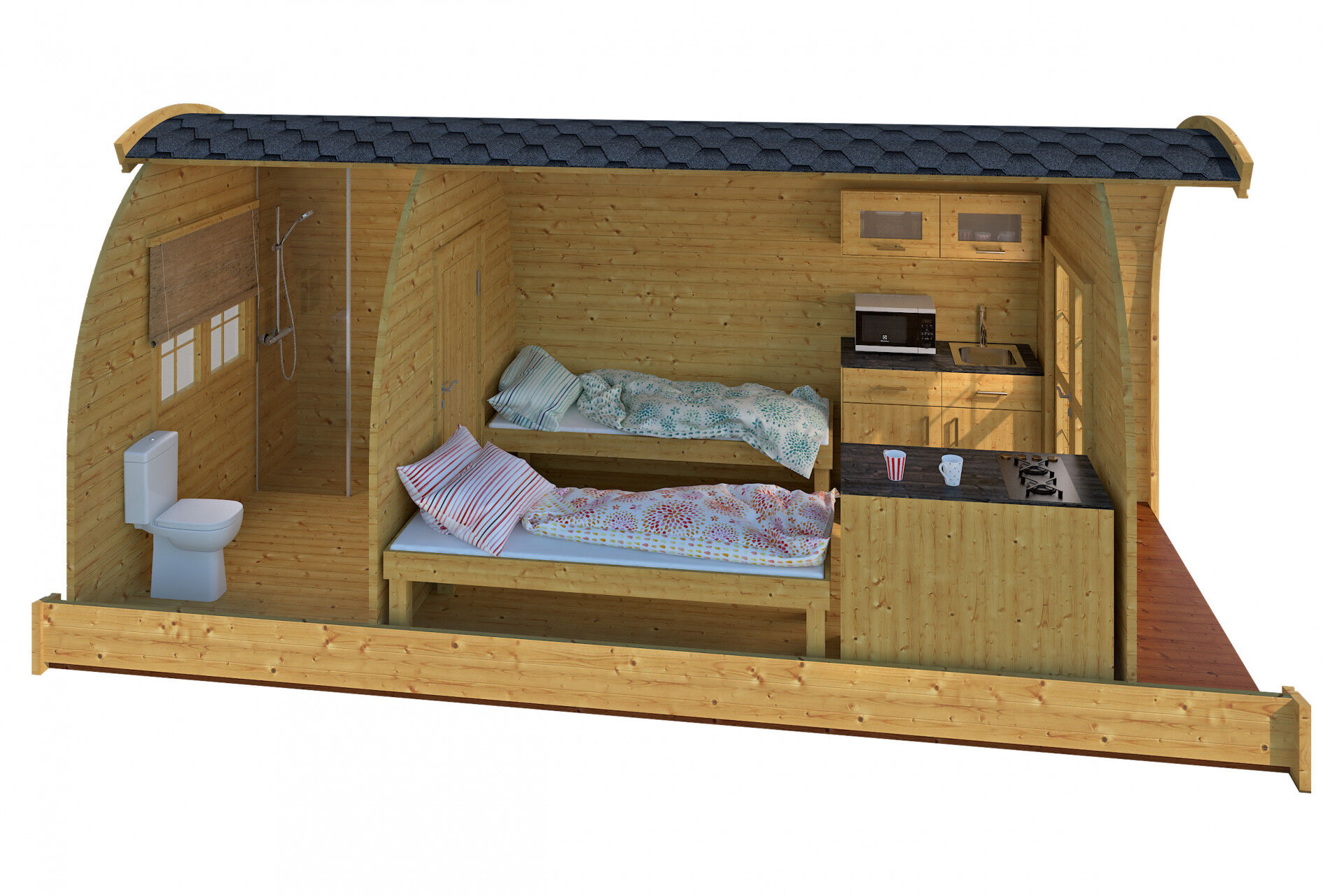 Acrtic Camping Pod Maggie 5,5 240x550 Thermoholz montiert, Rot