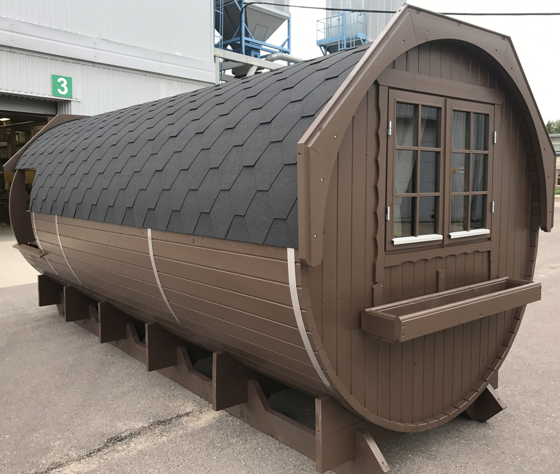 Camping Fass Arctic Premium Kristina 240x540 Thermoholz montiert, Schwarz