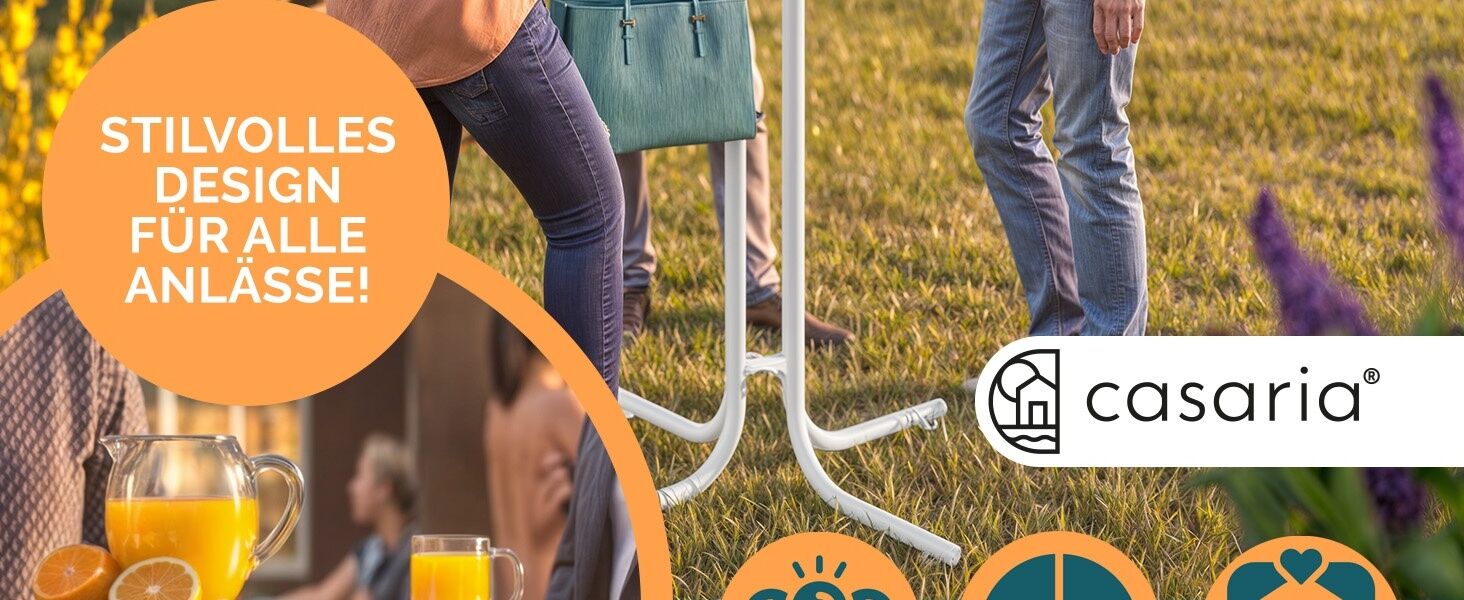 Stehtisch Weiß Ø70x110cm klappbar Outdoor höhenverstellbar bis 100kg
