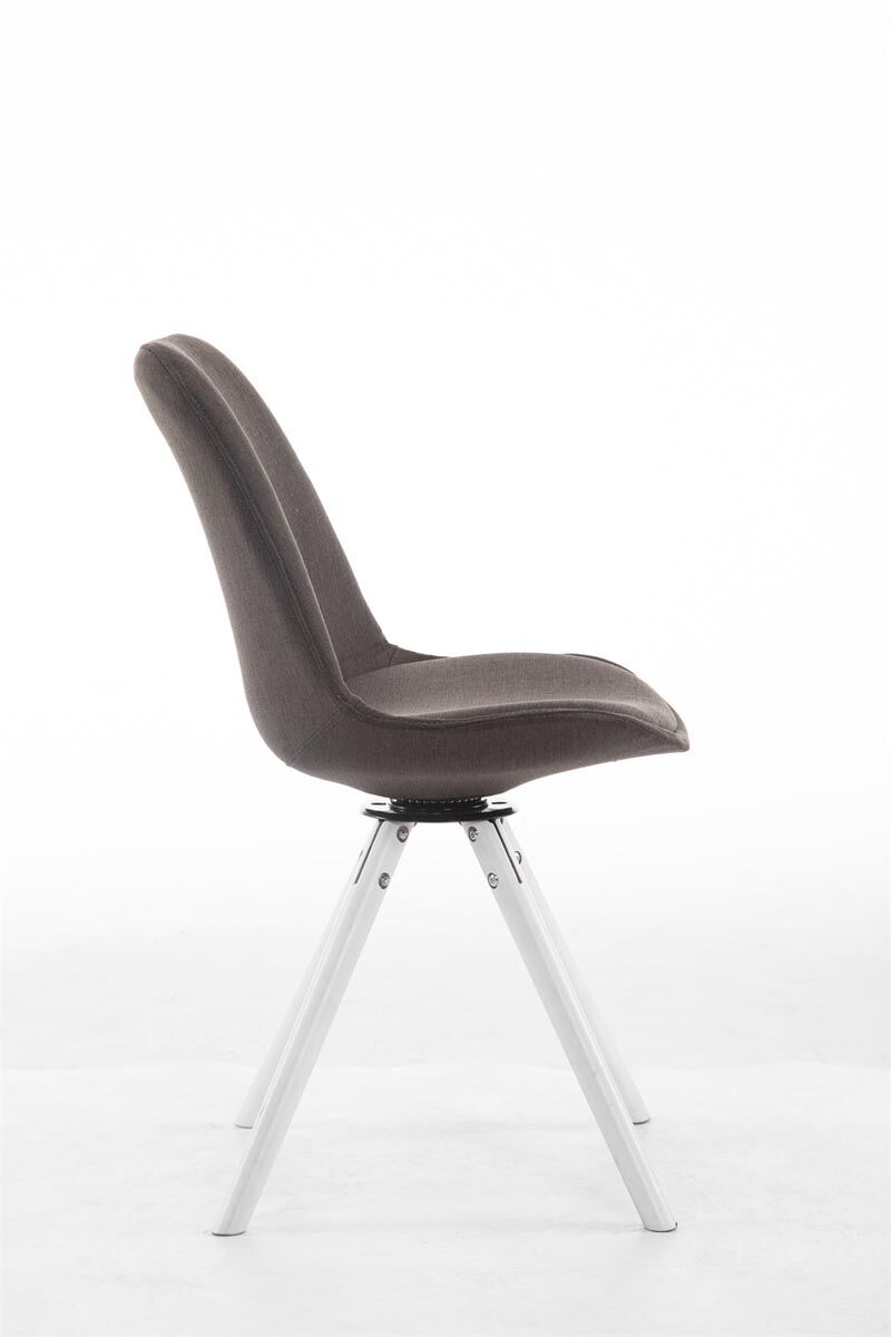 Besucherstuhl Troyes Drehbar Weiß Stoff Rund, dunkelgrau