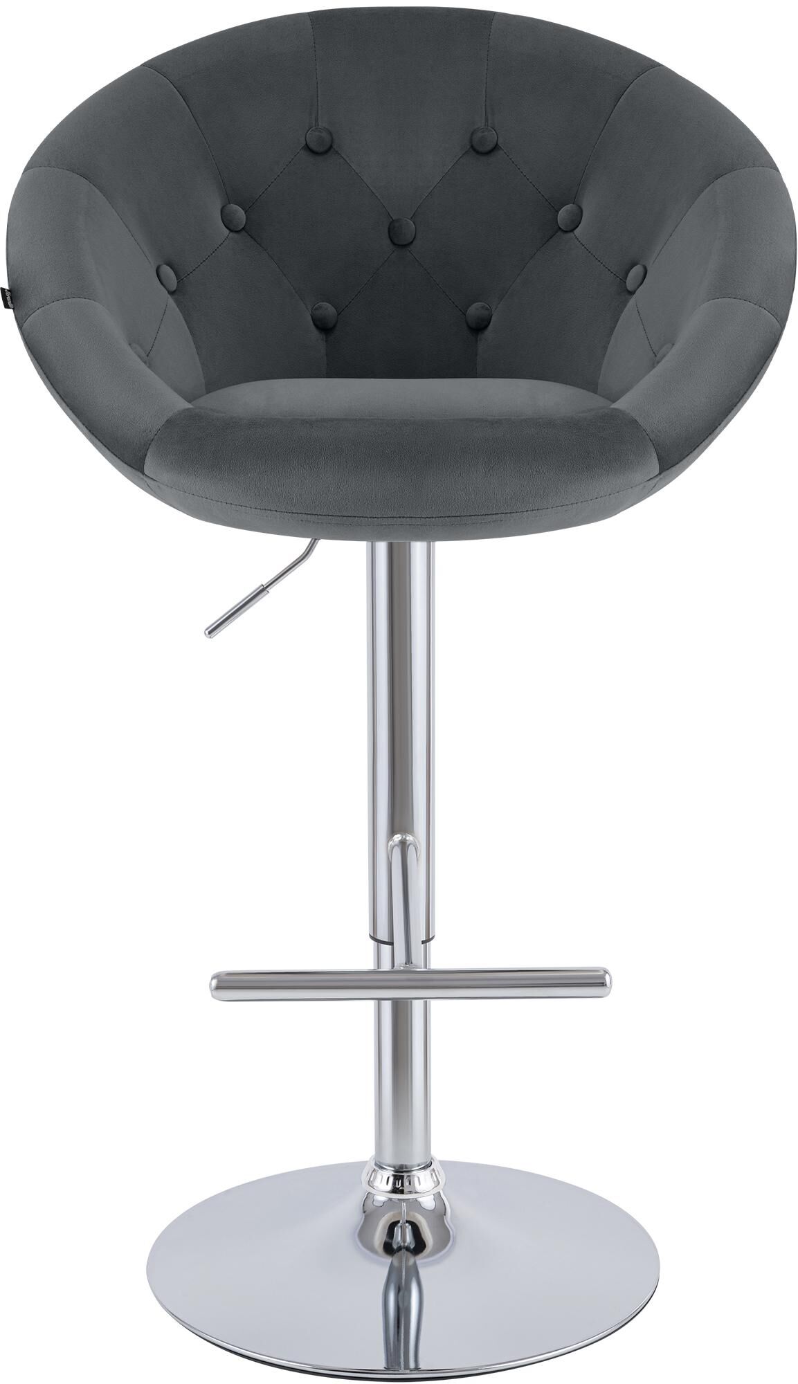 Barhocker London Samt chrom, dunkelgrau