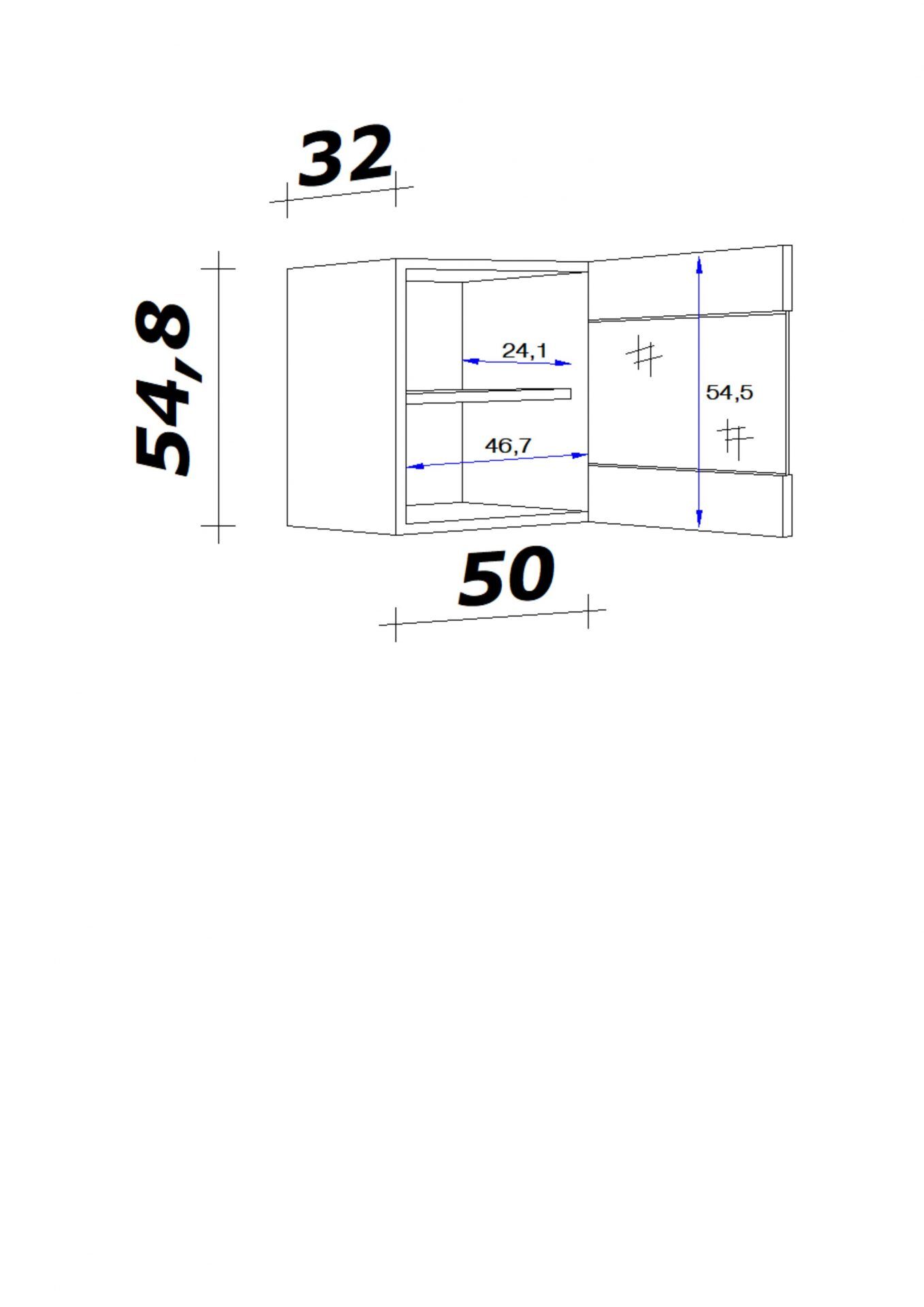 Glas-Hängeschrank SAMOA 50x55 cm