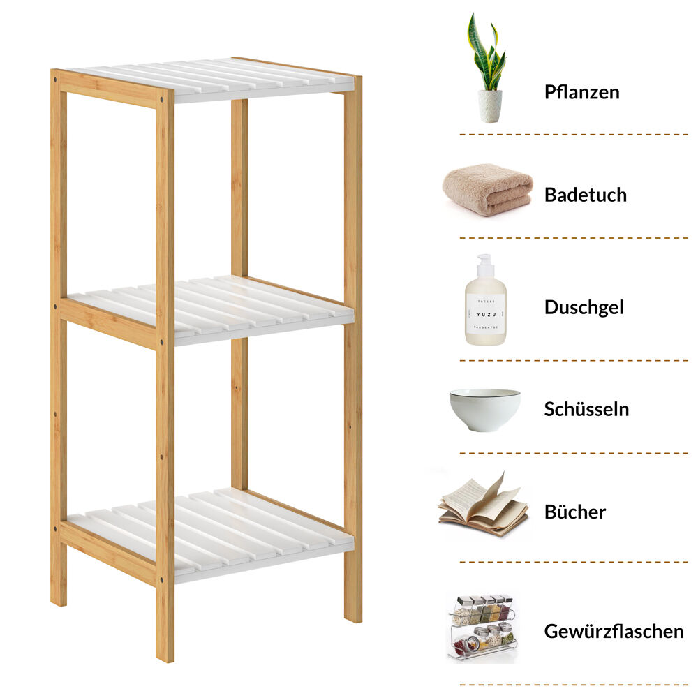 Standregal Bambus Weiß 80x33x34cm