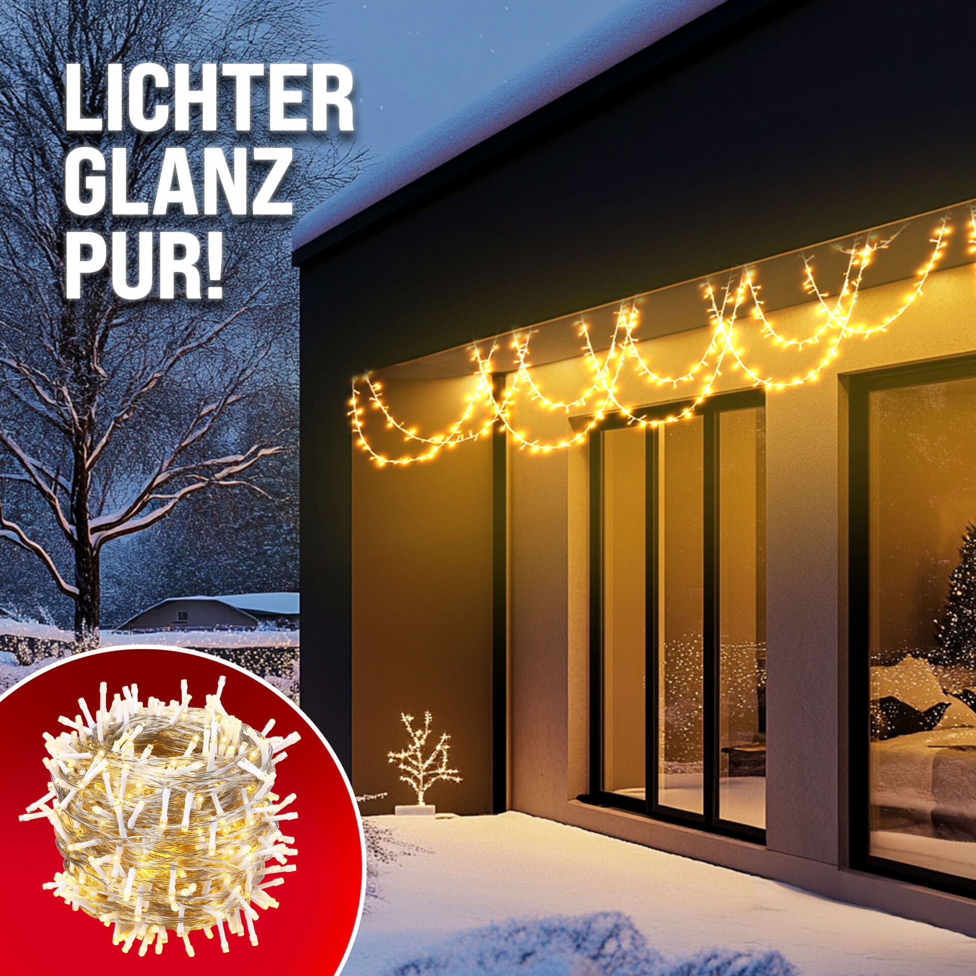 Lichterkette Weihnachten Warmweiß 40m transparent