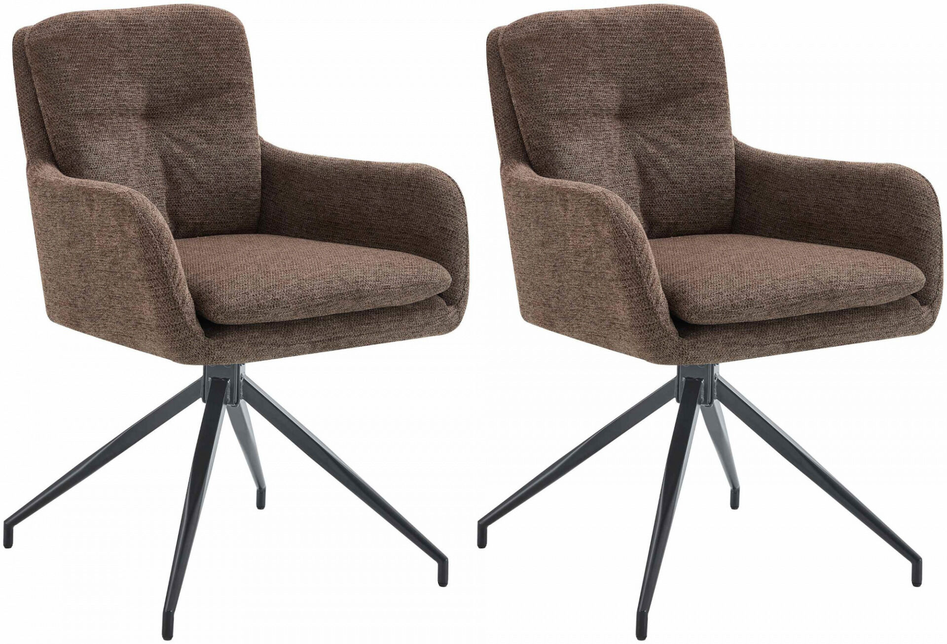 2er Set Esszimmerstuhl Pickett Stoff, braun