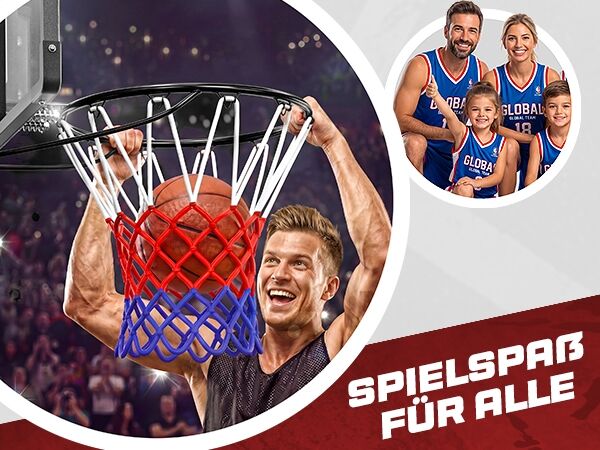 Basketballkorb Outdoor höhenverstellbar 135 –305 cm stabil wetterfest mit Ständer 60 kg Sockel Rollen