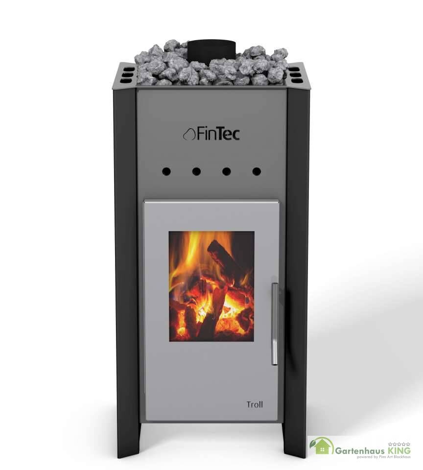 Holz Saunaofen Fintec Troll inkl. Schornsteinset BimSchV Stufe 2