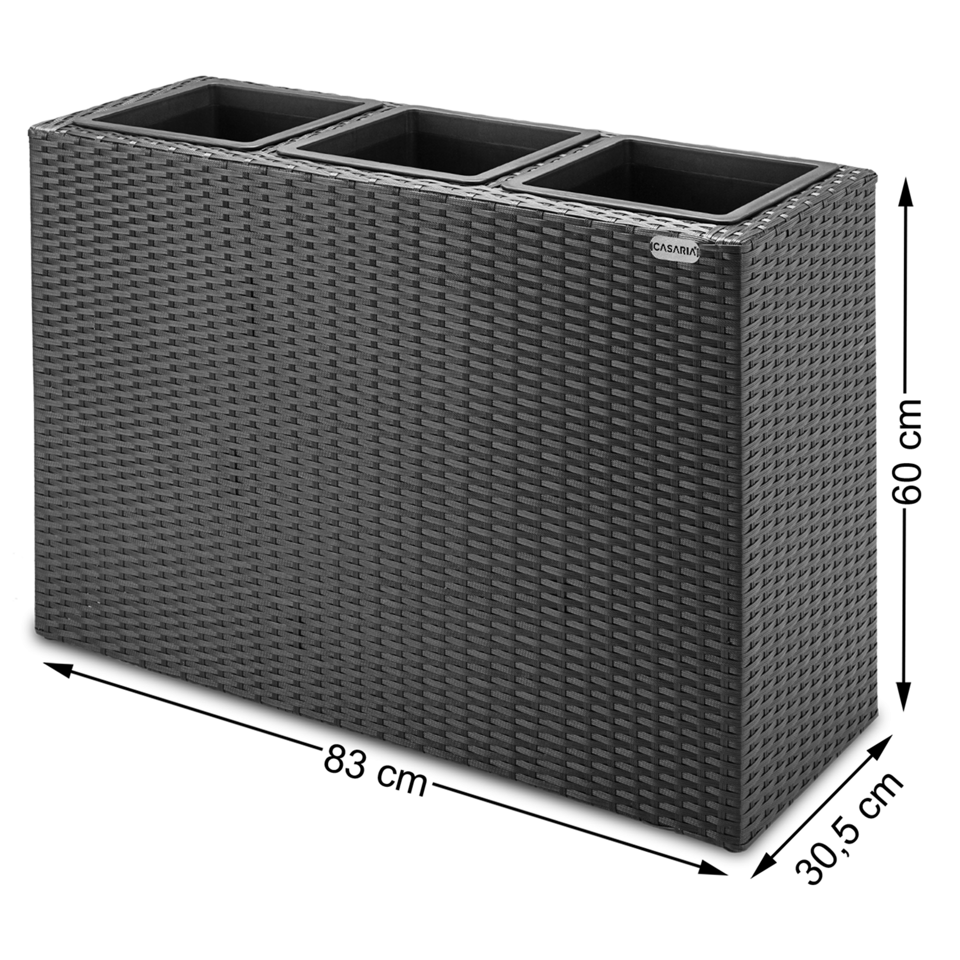Polyrattan Blumentopf Schwarz 83x30,5x60cm