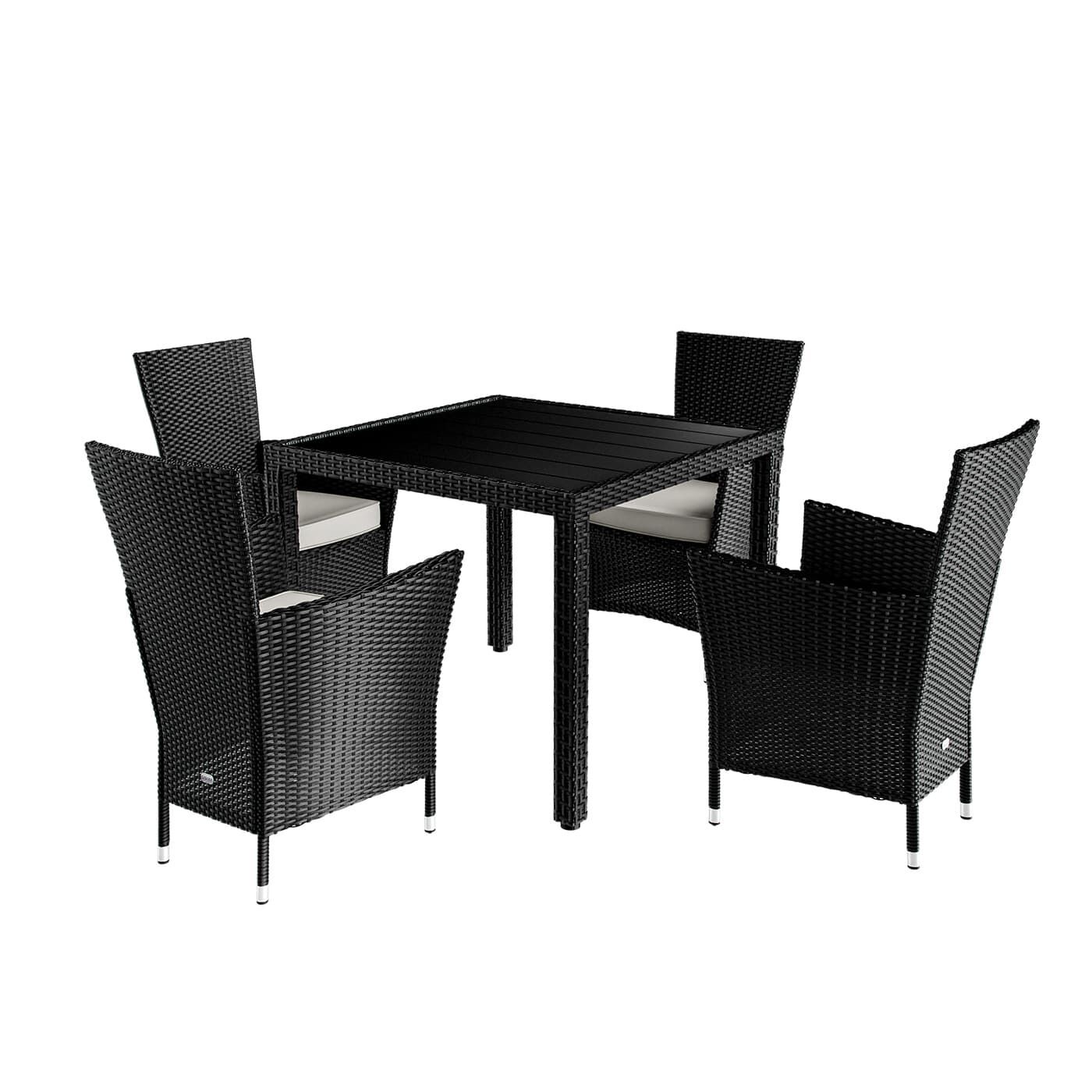 Polyrattan Garten-Sitzgruppe Riga 5-tlg Schwarz