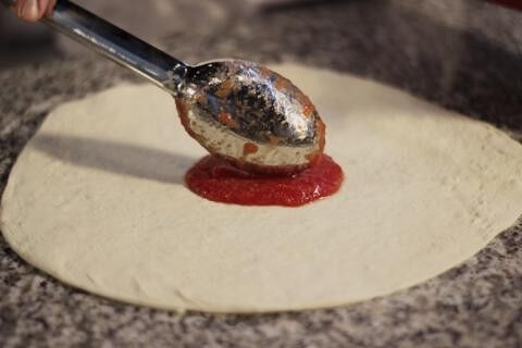 Edelstahl Schöpfkelle für Pizza-Tomatensoße 33x6,5cm