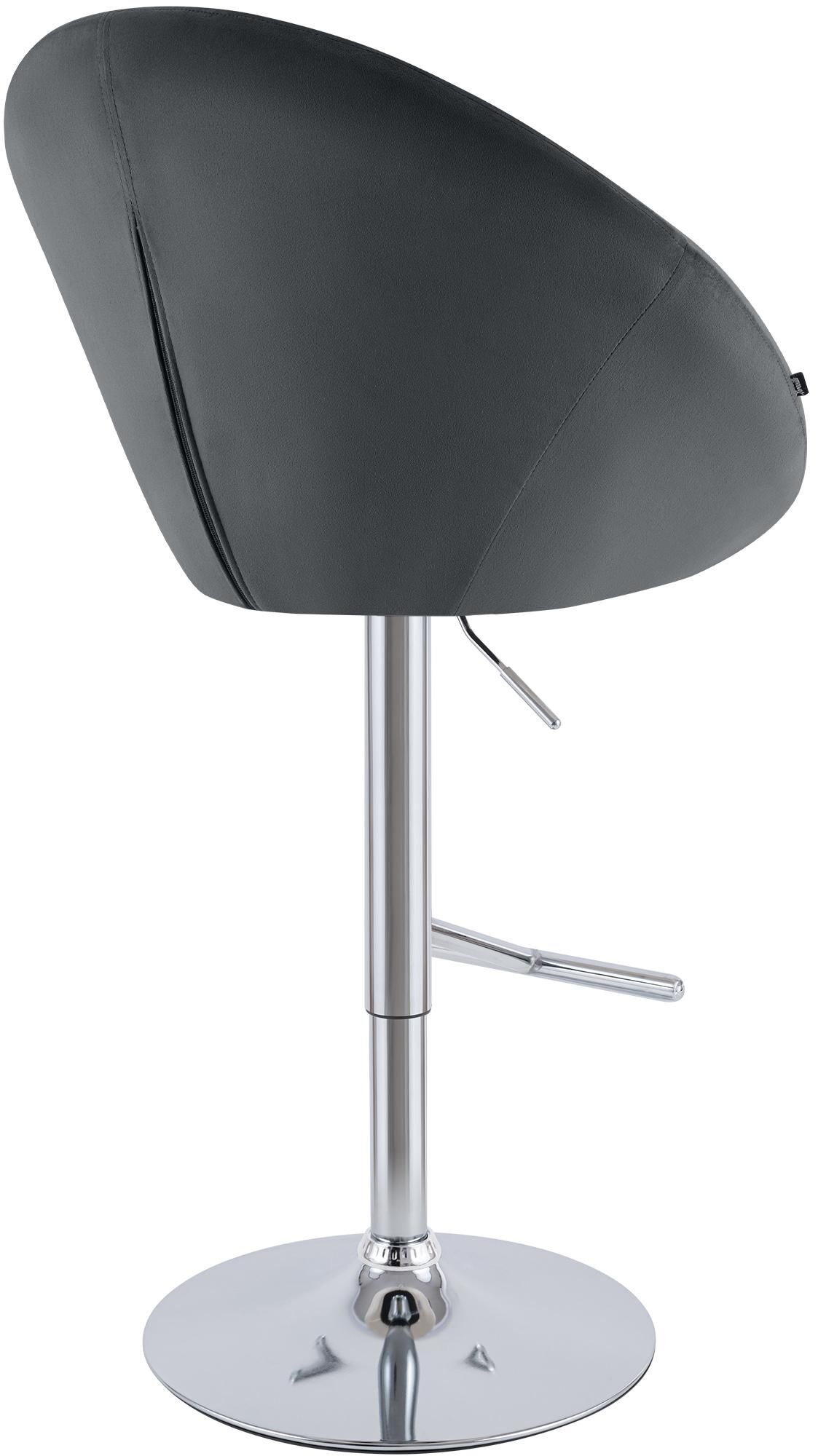 Barhocker London Samt chrom, dunkelgrau