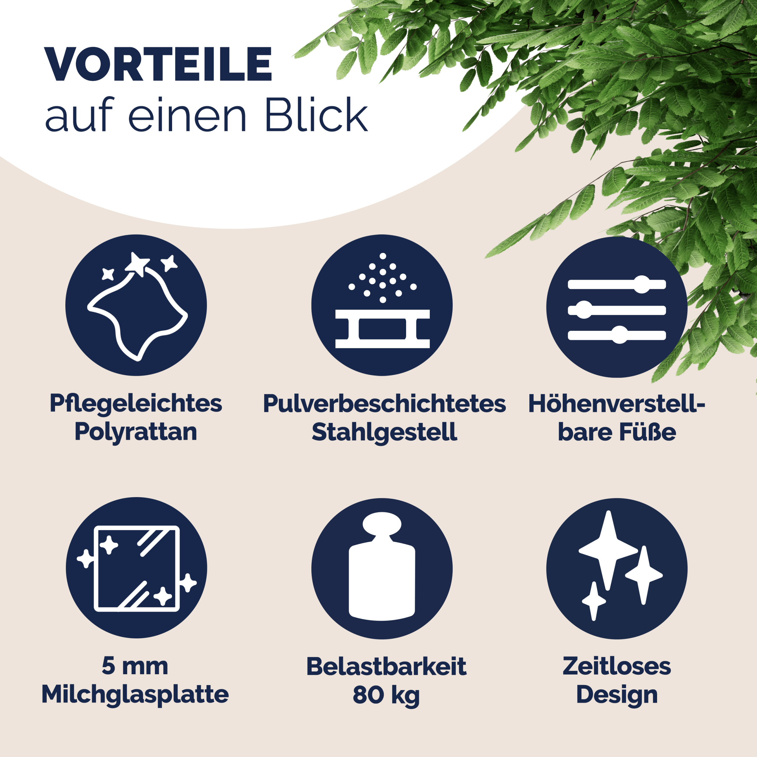Polyrattan Tisch Creme Ø60cm