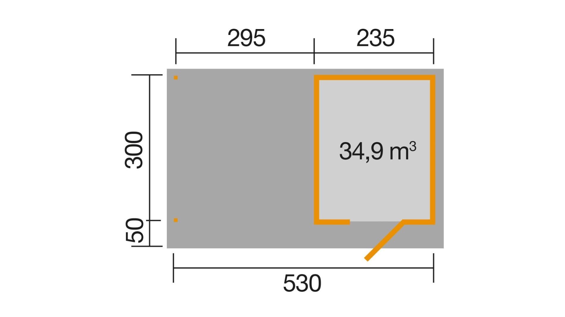 weka Design-Gartenhaus 172 B 5,8x3,8m, Naturbelassen, Premium Dachbahn selbstklebend