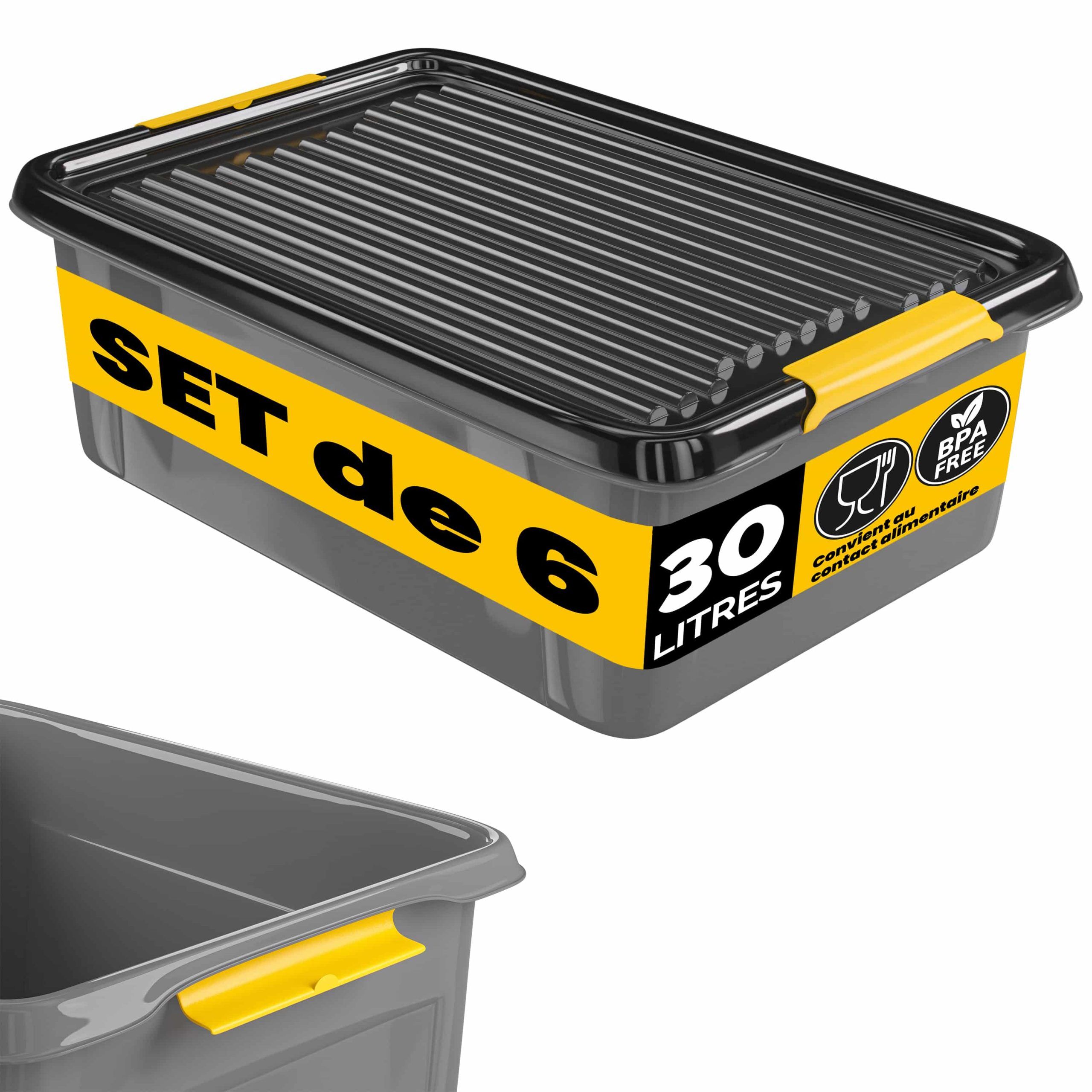 Aufbewahrungsbox 6er-Set Grau/Anthrazit 58x39x16cm stapelbar