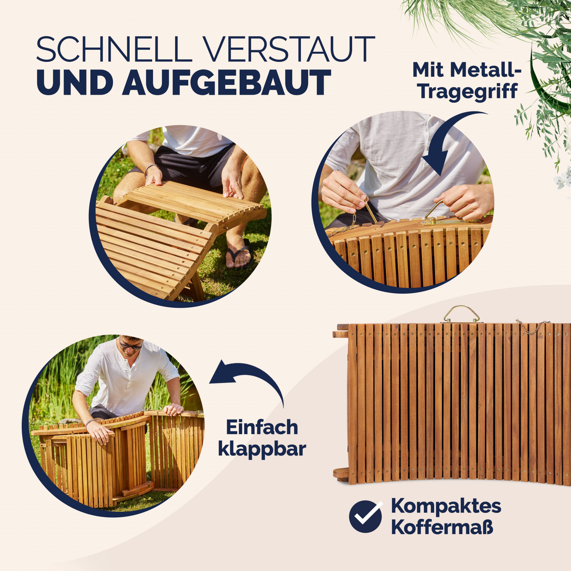 Faltbare Gartenliege Akazienholz FSC®-zertifiziert