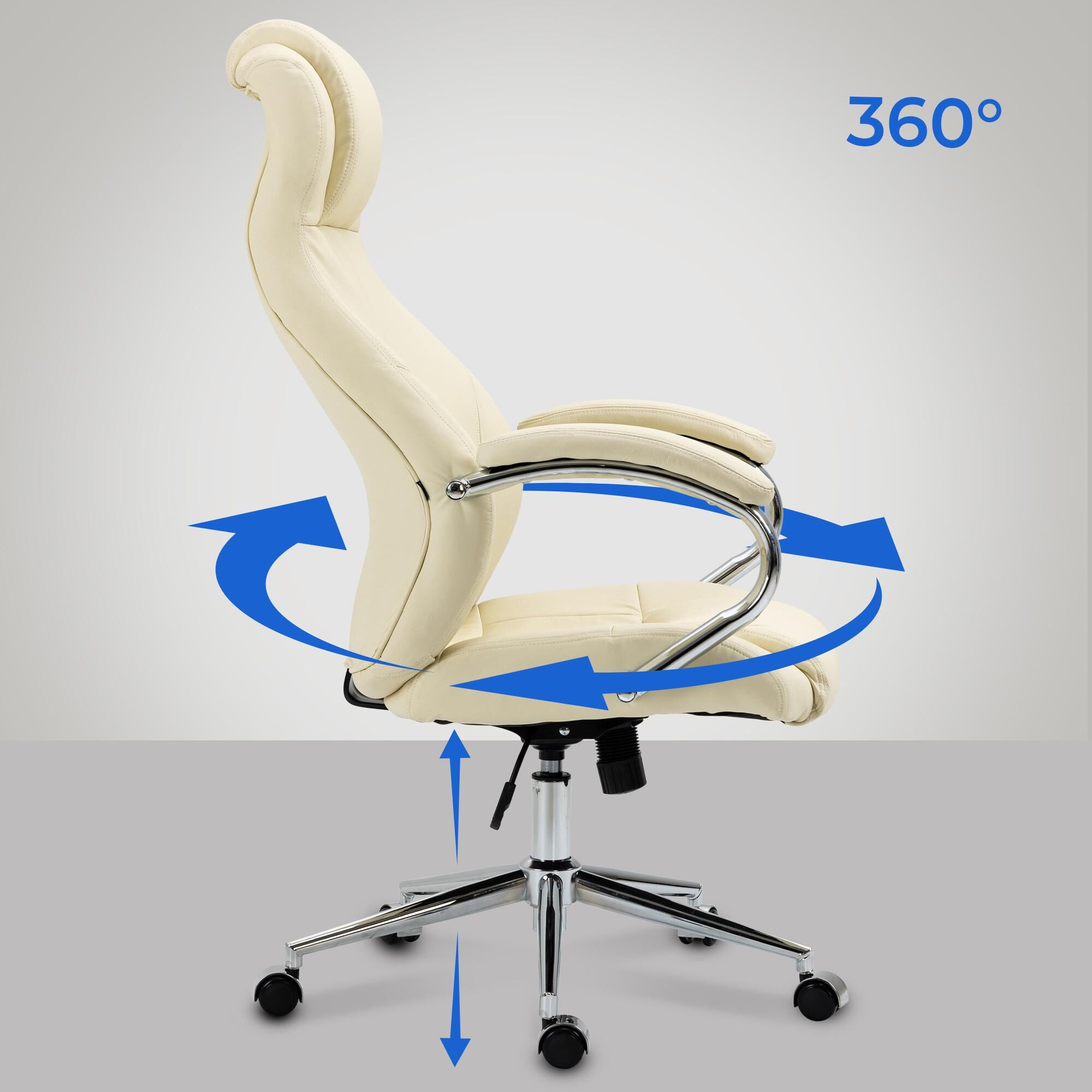 Bürostuhl Salford Echtleder, creme